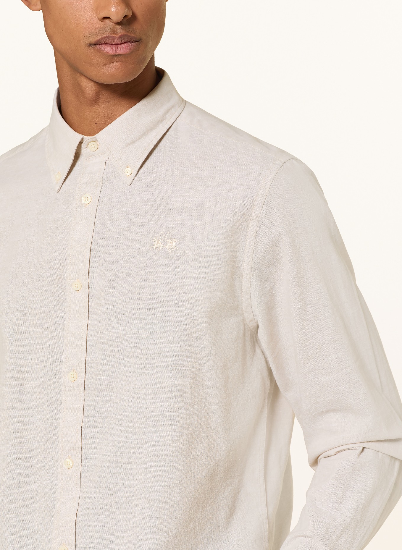 LA MARTINA Chemise coupe classique en lin: BEIGE