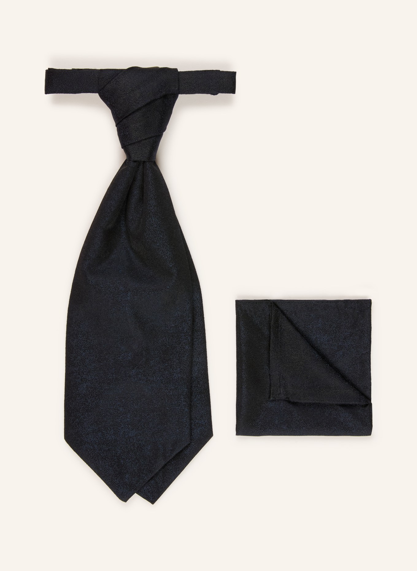WILVORST Set: Tie and pocket square: DARK BLUE / BLACK