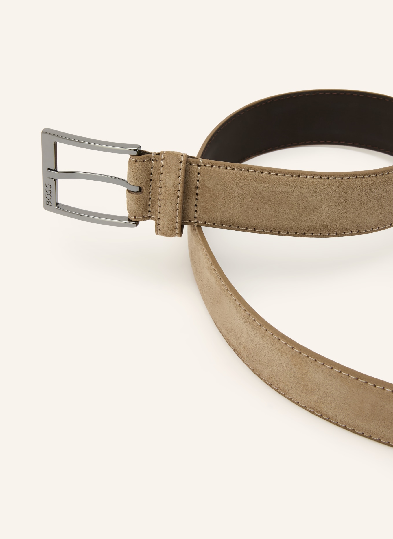 BOSS Leren riem ELLOY: LICHTBRUIN / PLATINA