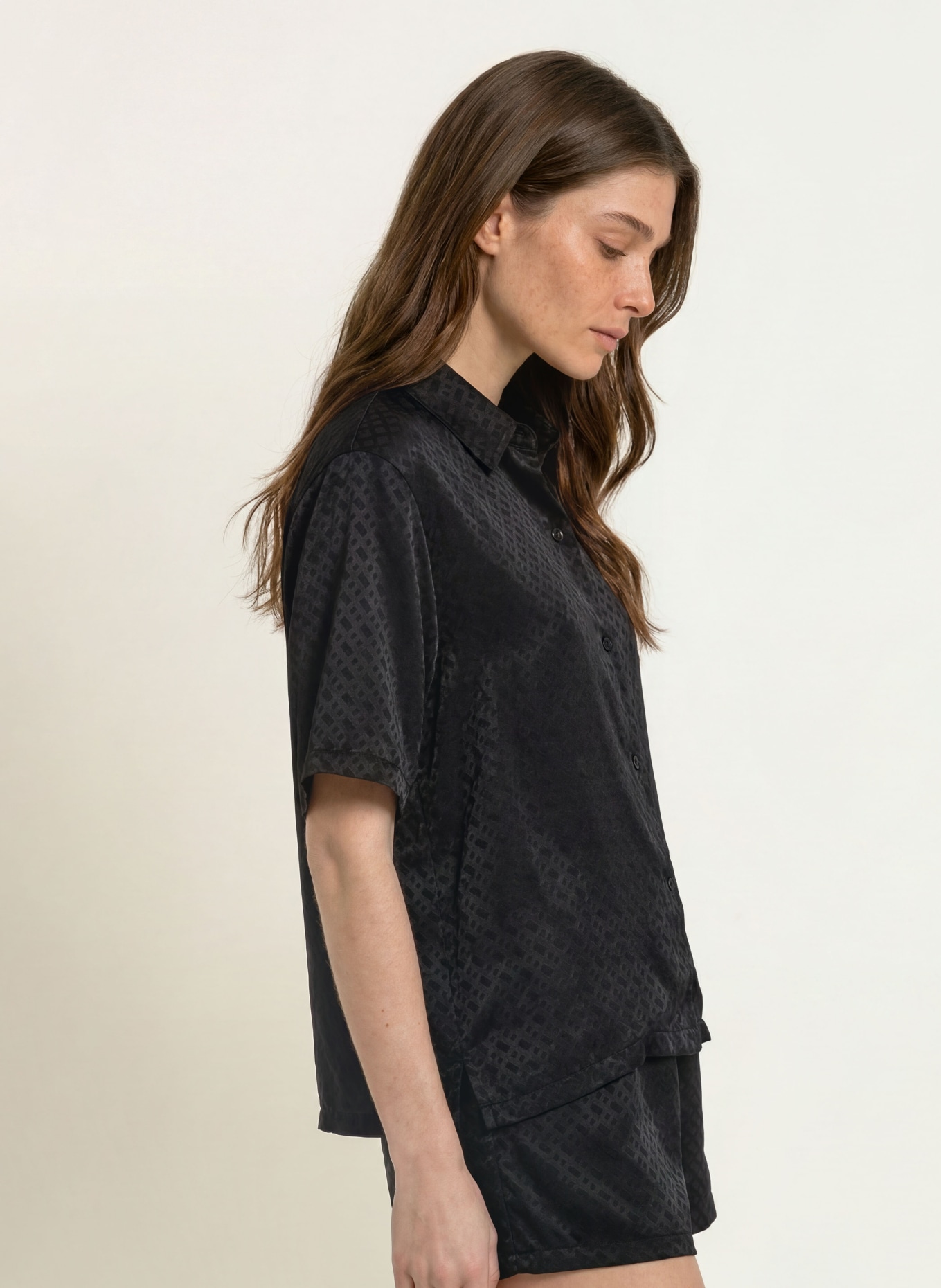 BOSS Schlafshirt MONOGRAM: SCHWARZ