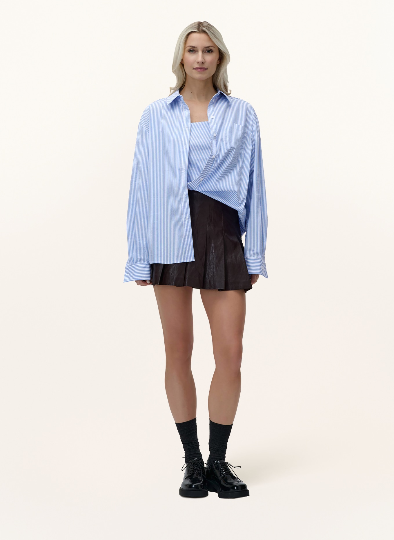 LeGer Studio Overhemdblouse GINELLA: WIT / LICHTBLAUW