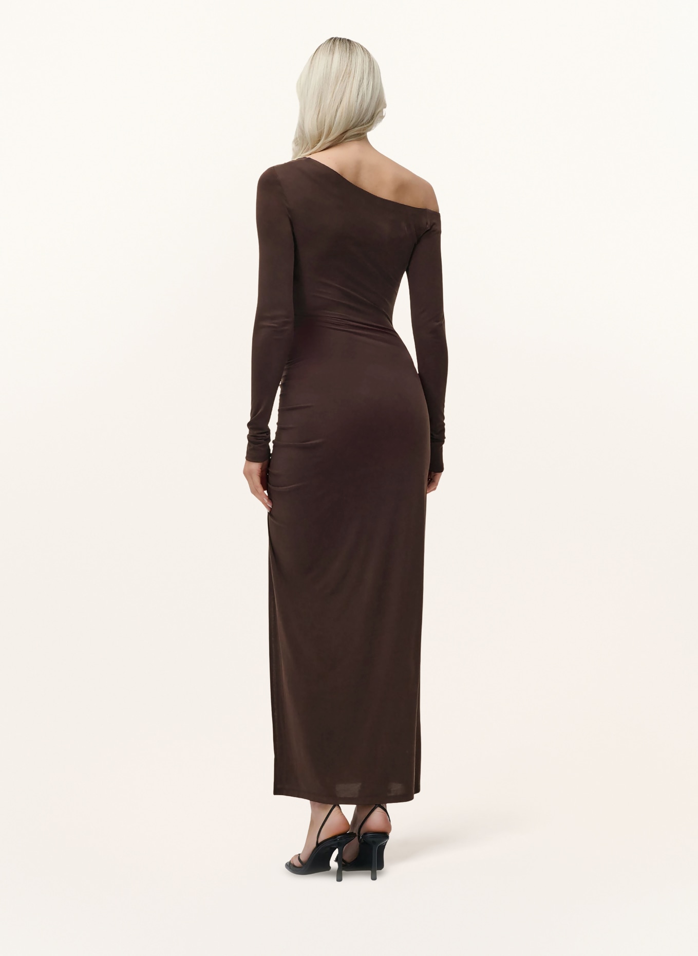 LeGer Studio One-shoulder-jurk ADLINE: MARRON FONCÉ