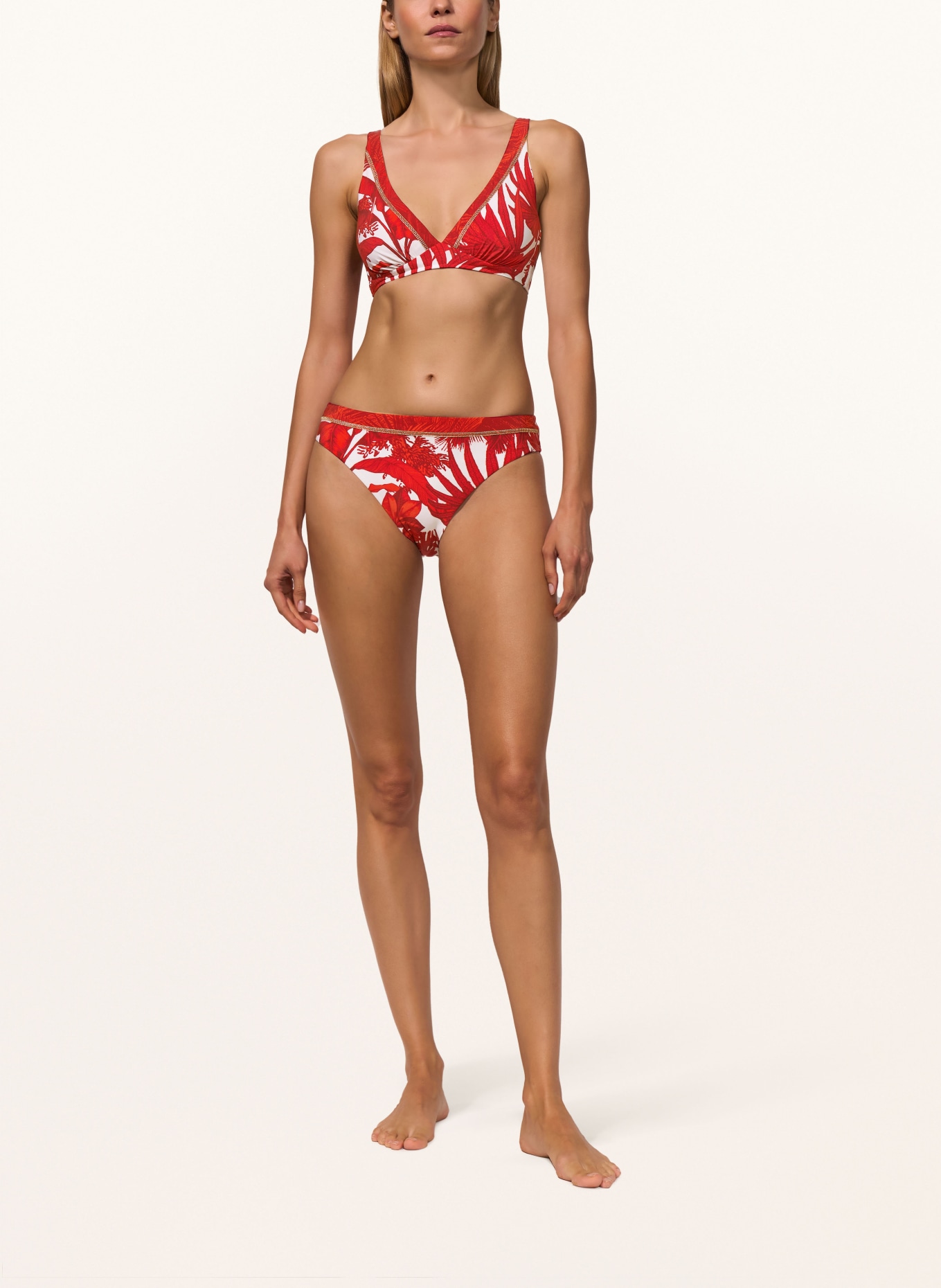 MARYAN MEHLHORN Bügel-Bikini-Top PALMARIA: ROT / WEISS