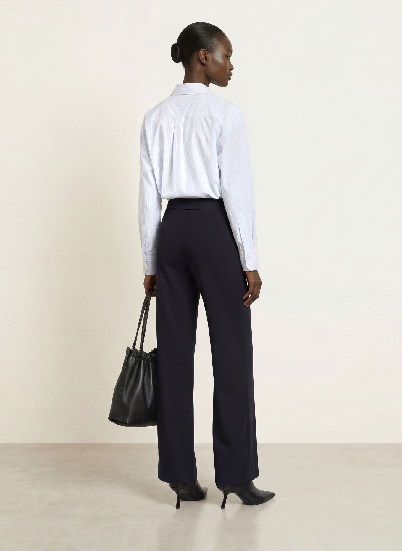 SEDUCTIVE NALEY jersey wide-leg pants: DARK BLUE