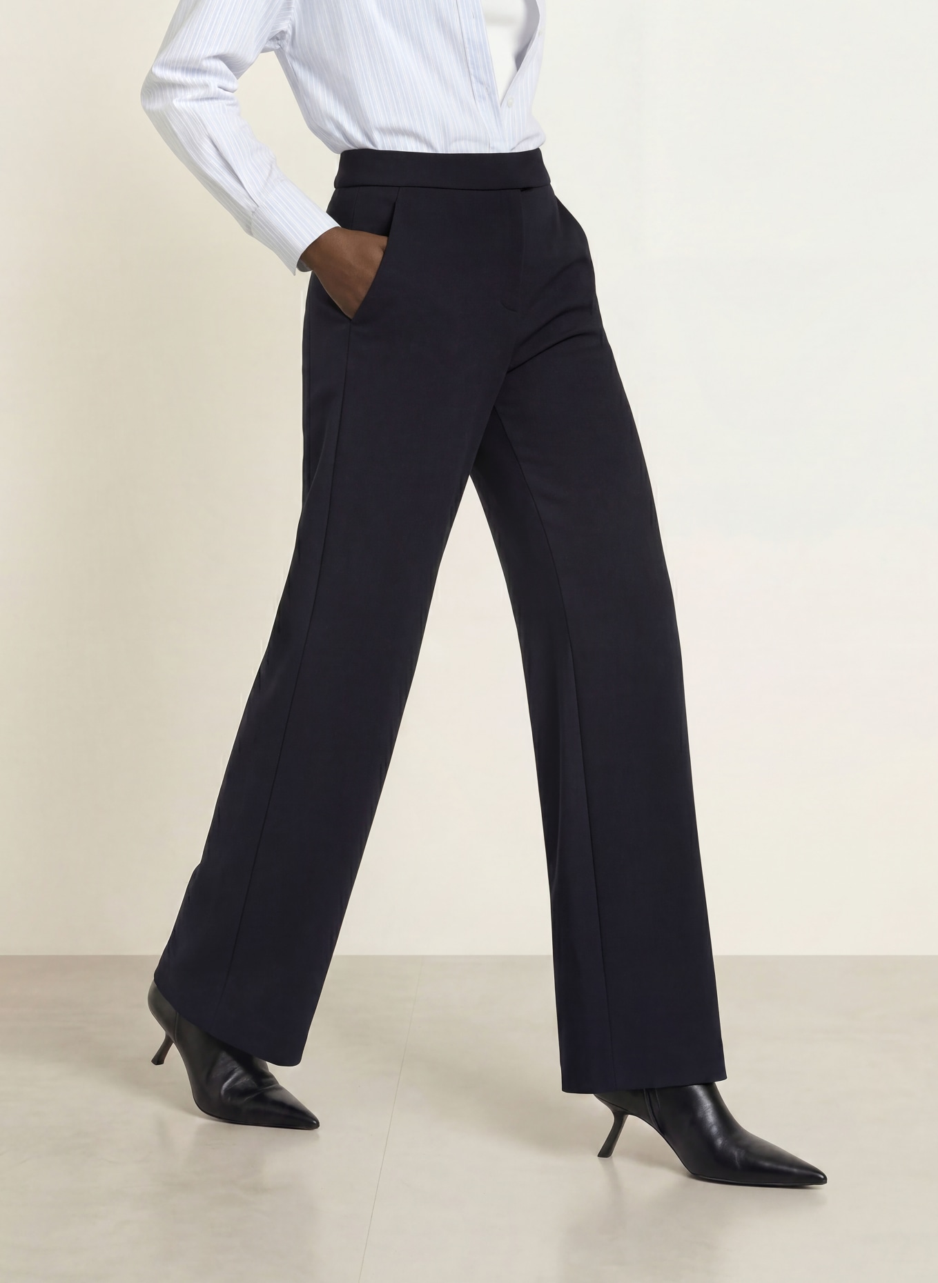 SEDUCTIVE NALEY jersey wide-leg pants: DARK BLUE
