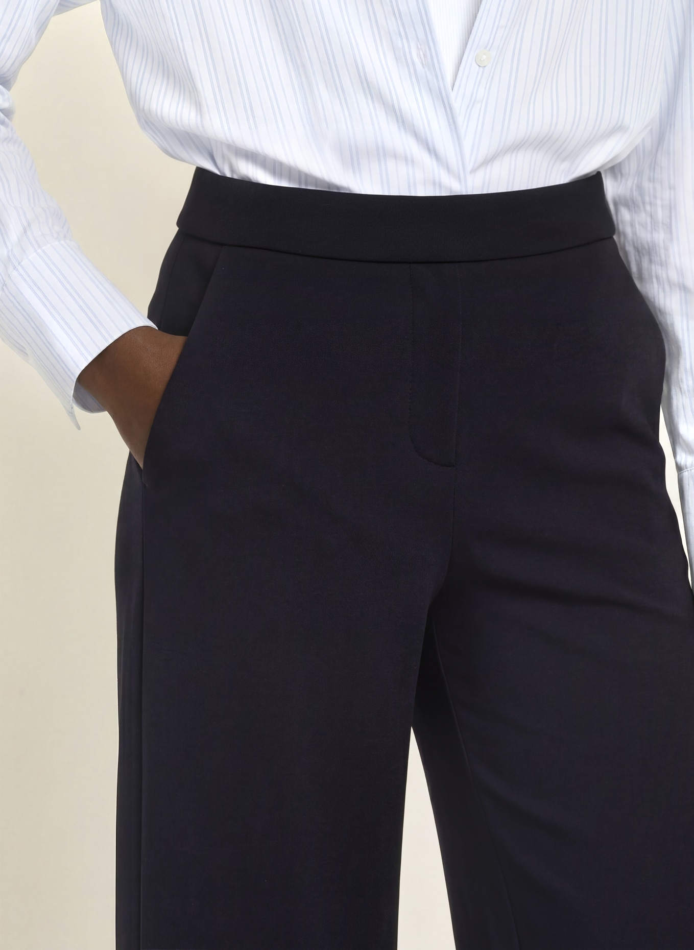 SEDUCTIVE NALEY jersey wide-leg pants: DARK BLUE