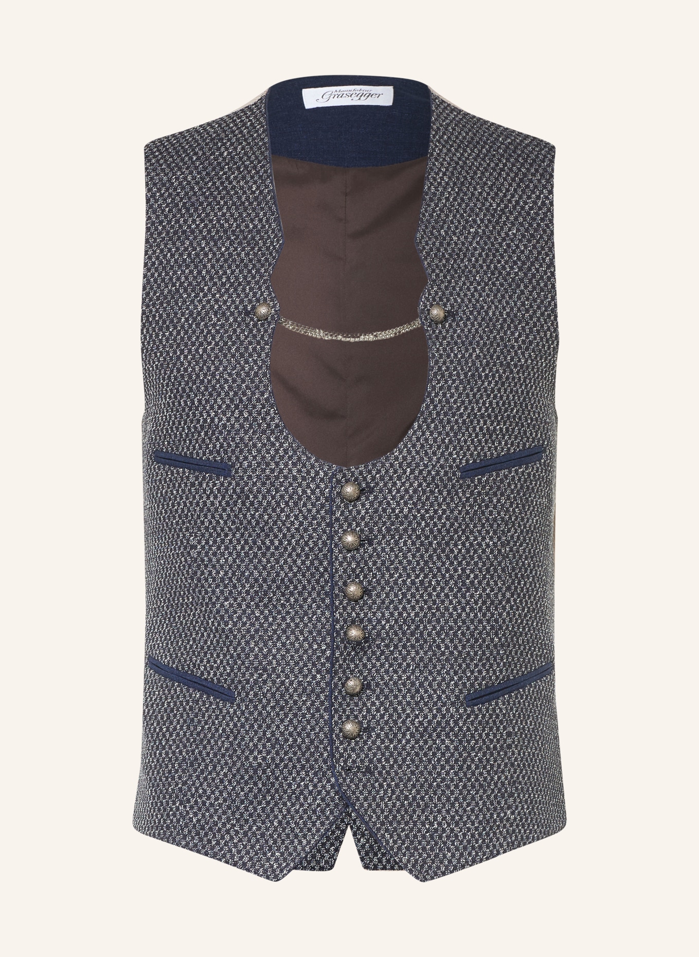 Grasegger Trachtenweste GULDEN: DUNKELBLAU / BEIGE