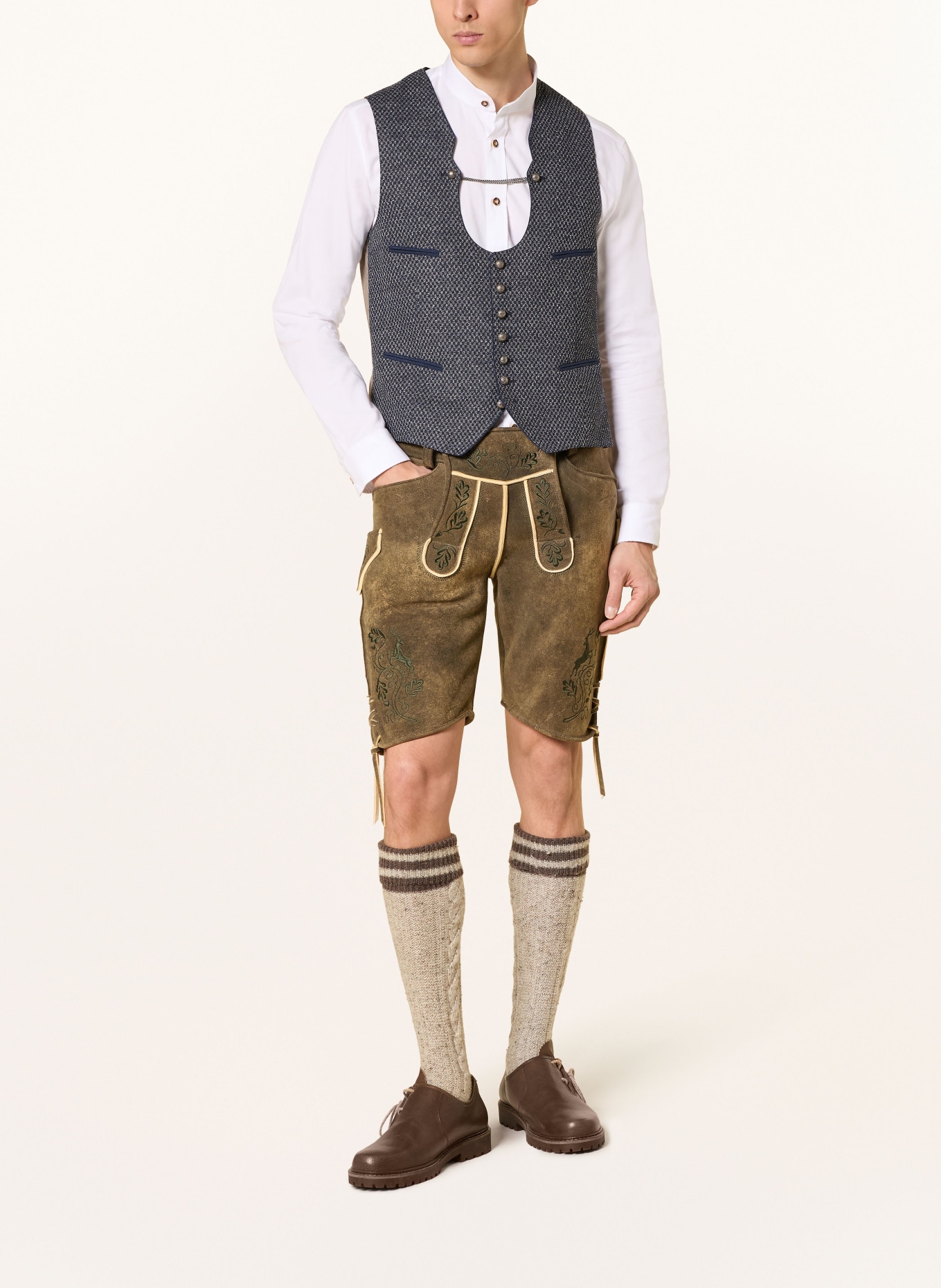 Grasegger Trachtenweste GULDEN: DUNKELBLAU / BEIGE