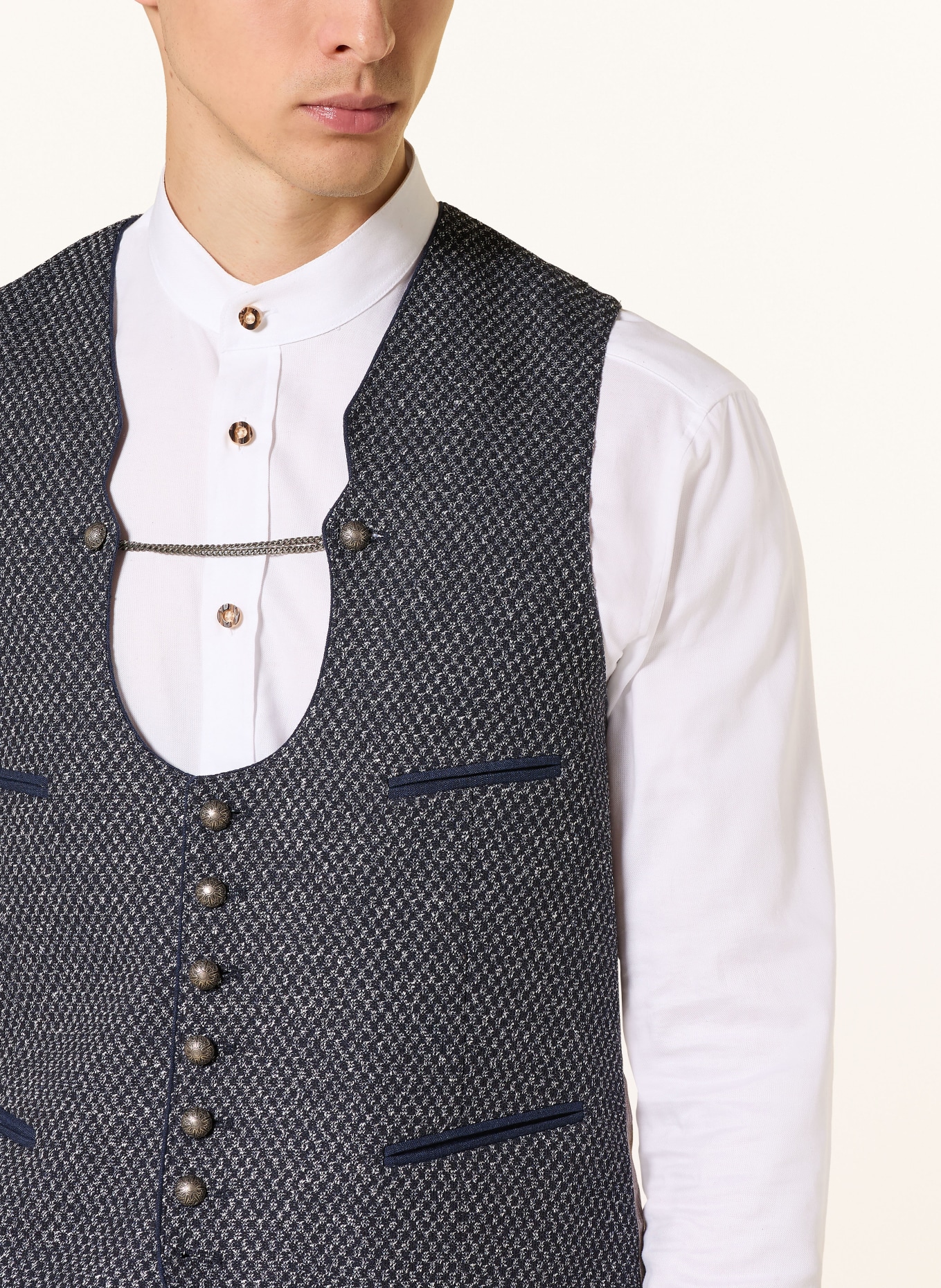 Grasegger Trachtenweste GULDEN: DUNKELBLAU / BEIGE