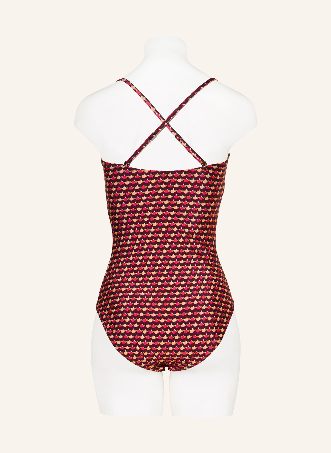 JETS Australia Bandeau-badpak COCO GEO met uitsnijding: DONKERROOD / ROZE / LICHTORANJE