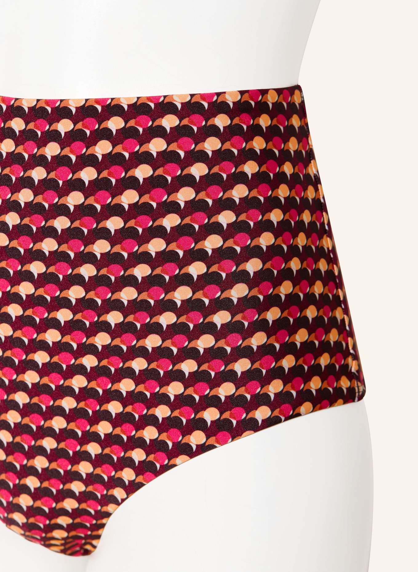 JETS Australia Bikinibroekje met hoge taille COCO GEO: DONKERROOD / ROZE / LICHTORANJE
