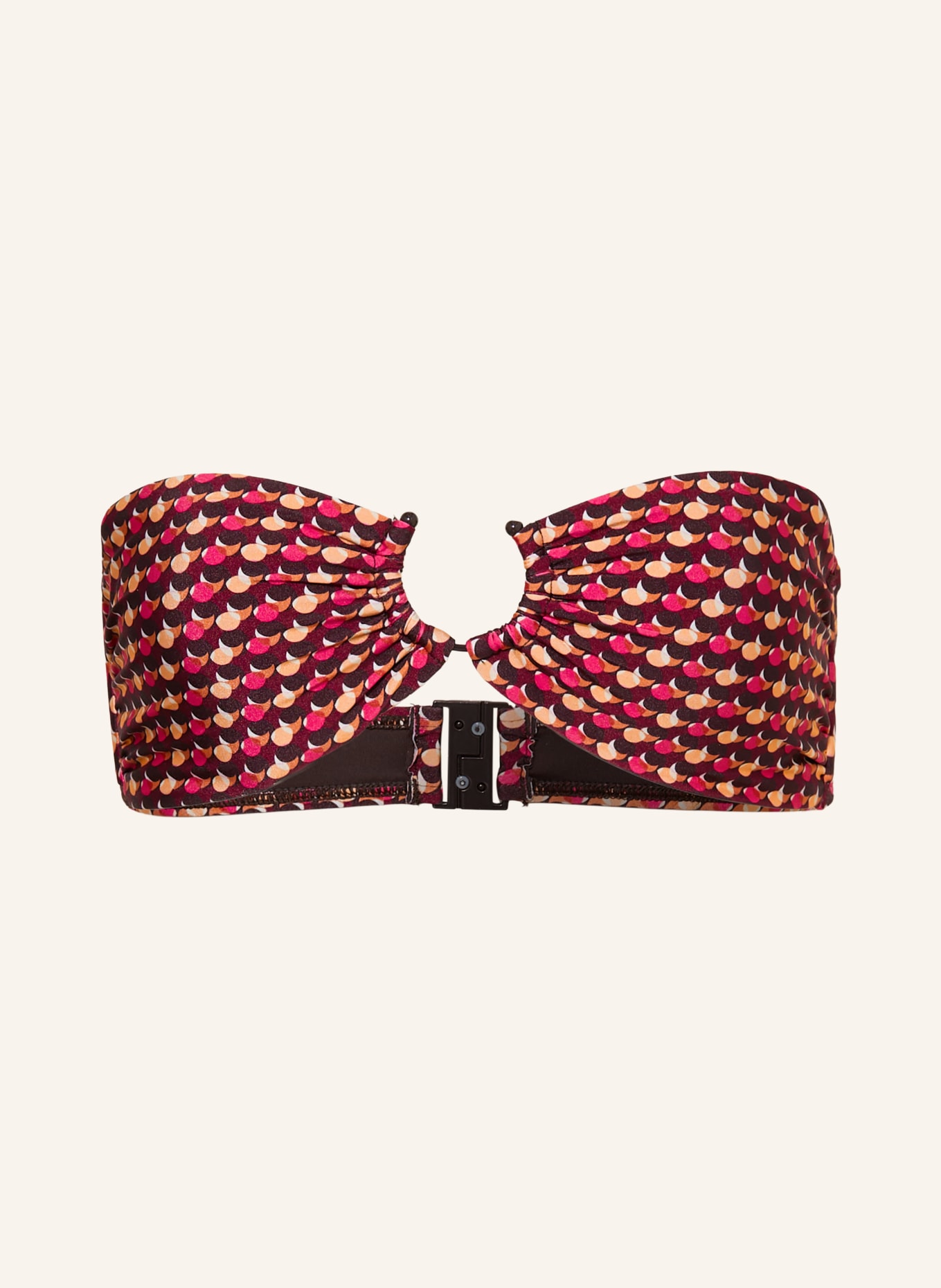 JETS Australia Bandeau-bikinitop COCO GEO: DONKERROOD / ROZE / LICHTORANJE
