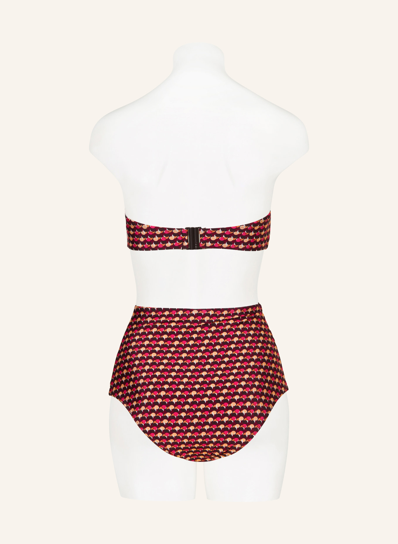 JETS Australia Bandeau-bikinitop COCO GEO: DONKERROOD / ROZE / LICHTORANJE
