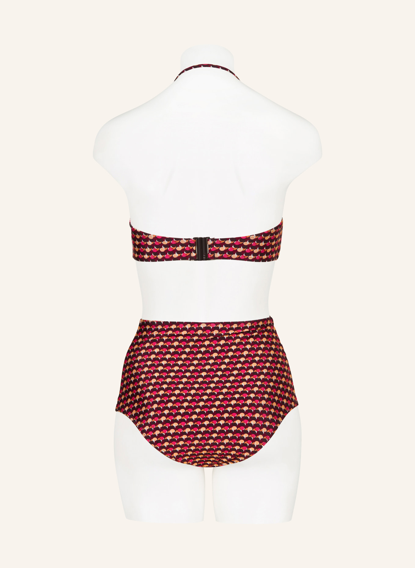 JETS Australia Bandeau-bikinitop COCO GEO: DONKERROOD / ROZE / LICHTORANJE