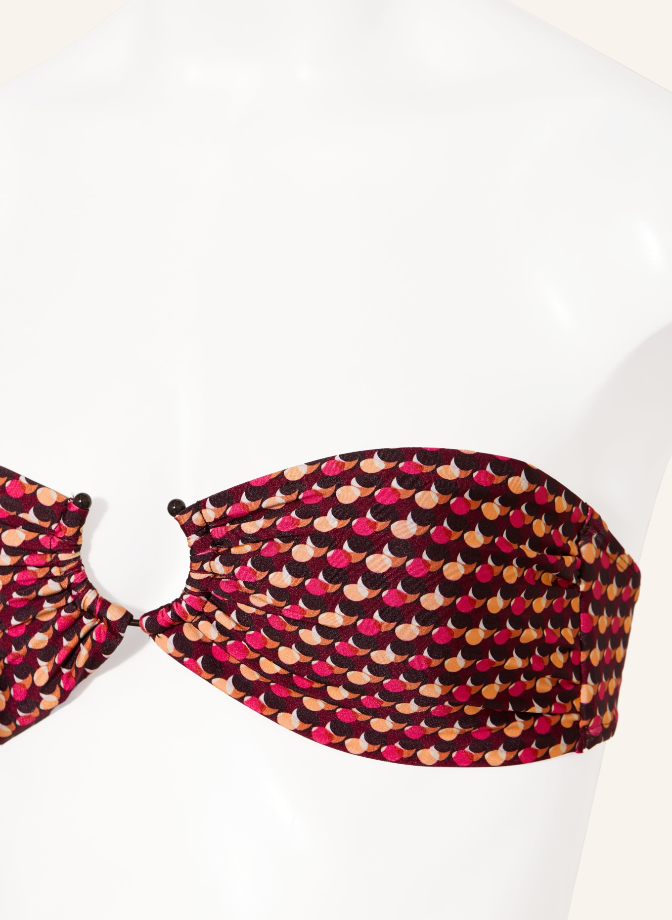 JETS Australia Bandeau-bikinitop COCO GEO: DONKERROOD / ROZE / LICHTORANJE