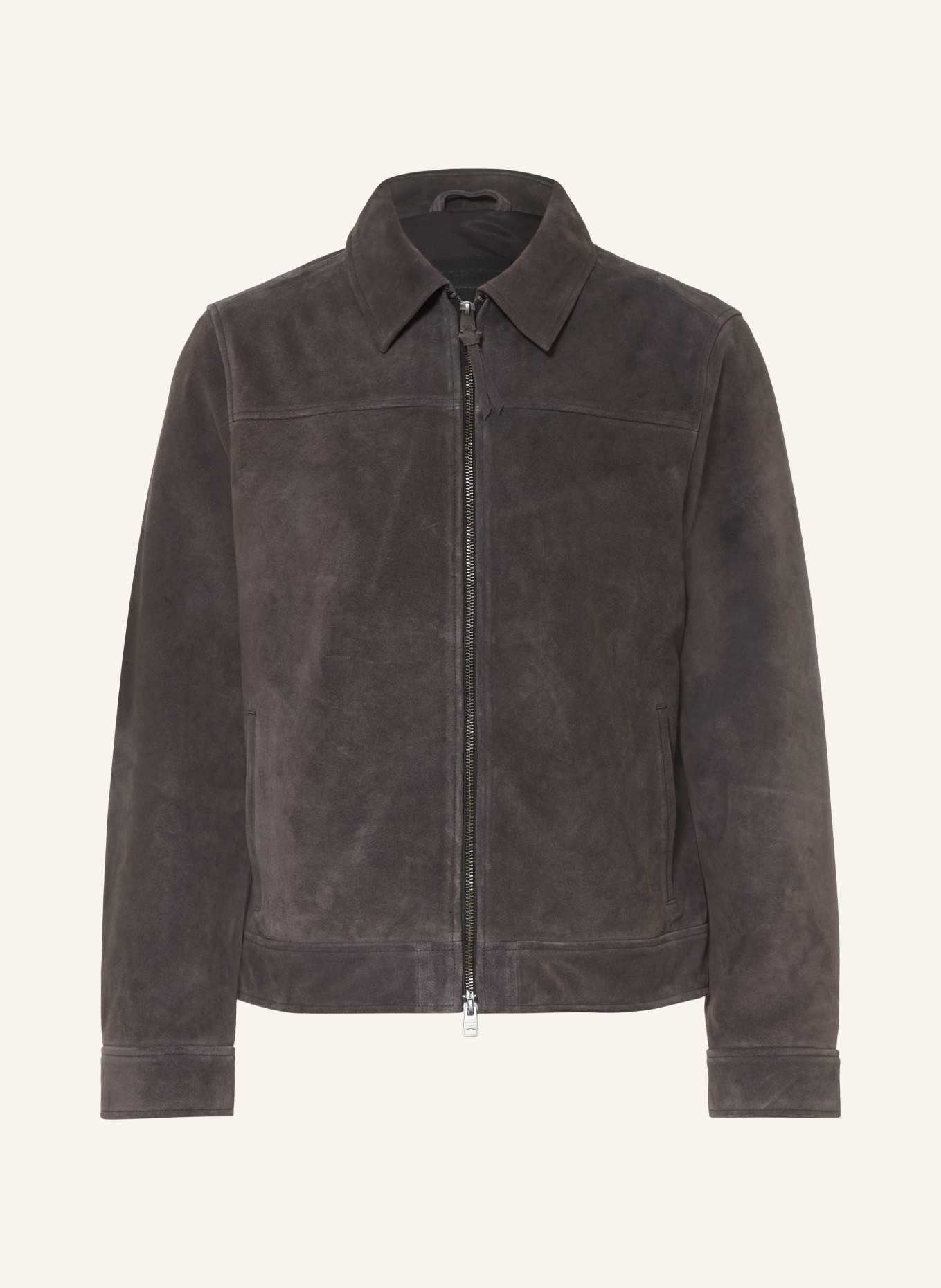 ALLSAINTS Leather jacket RHONE: DARK GRAY