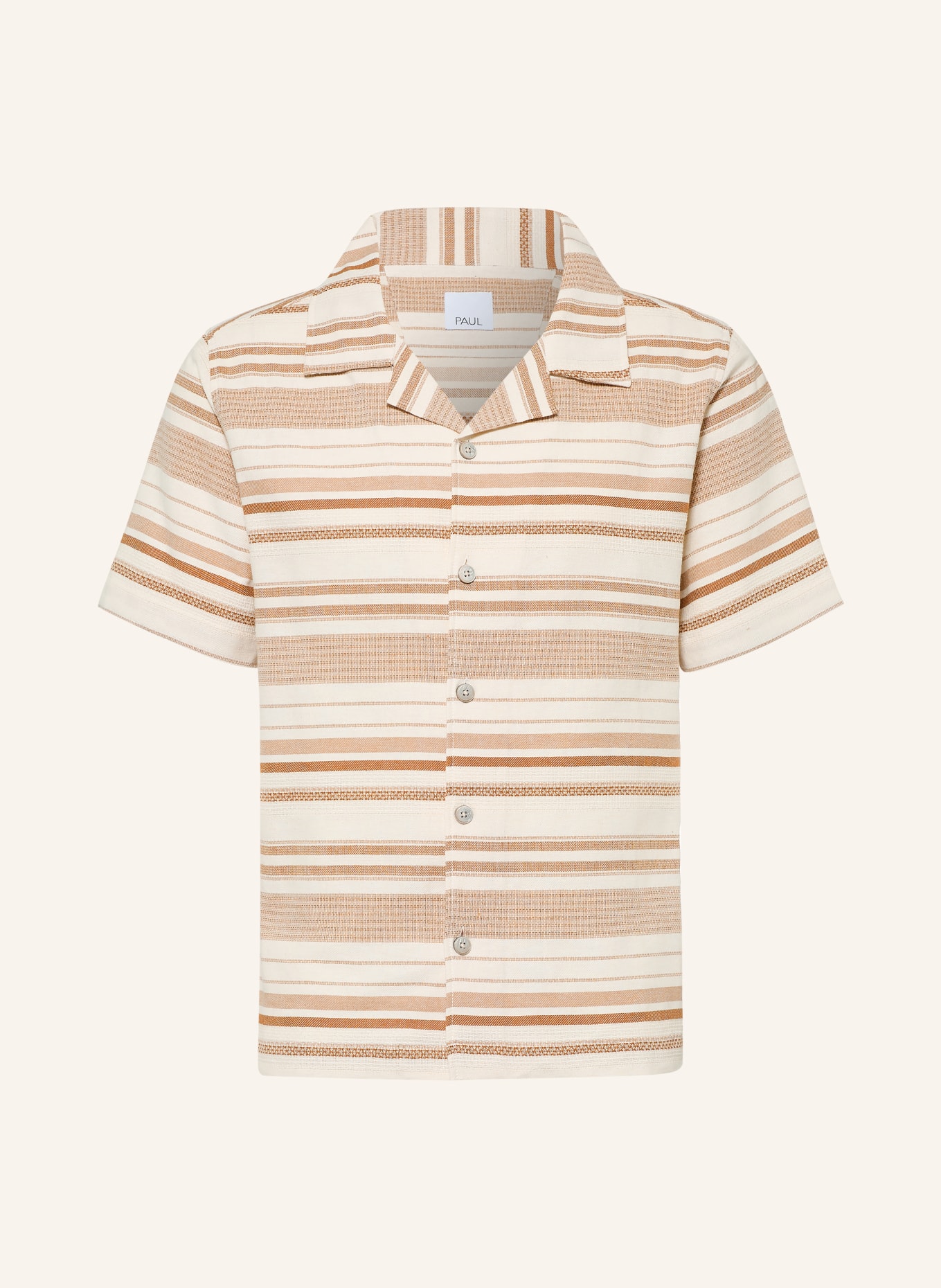PAUL Resort shirt, Comfort Fit: CREAM / BROWN