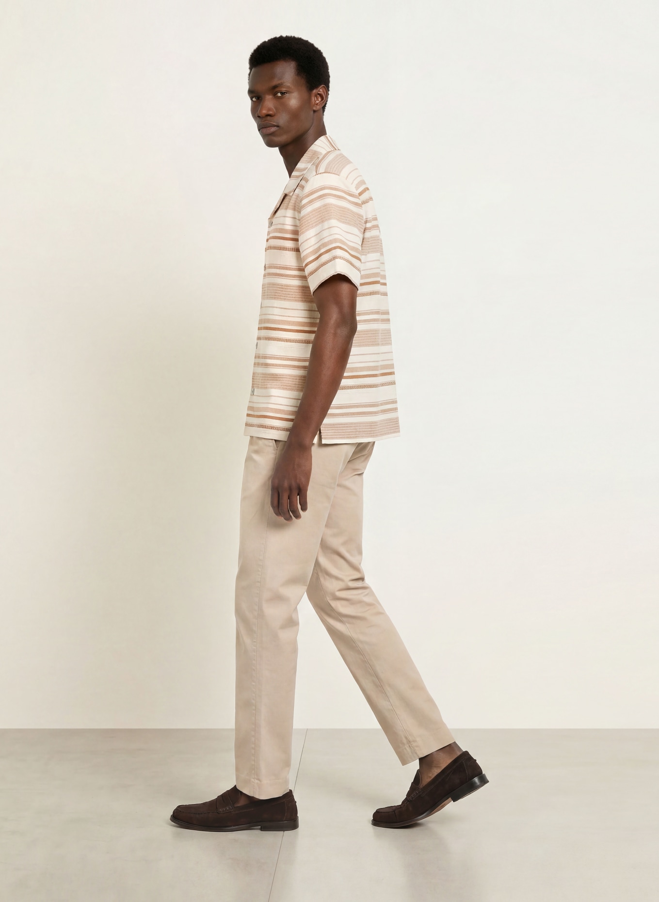 PAUL Resort shirt, Comfort Fit: CREAM / BROWN