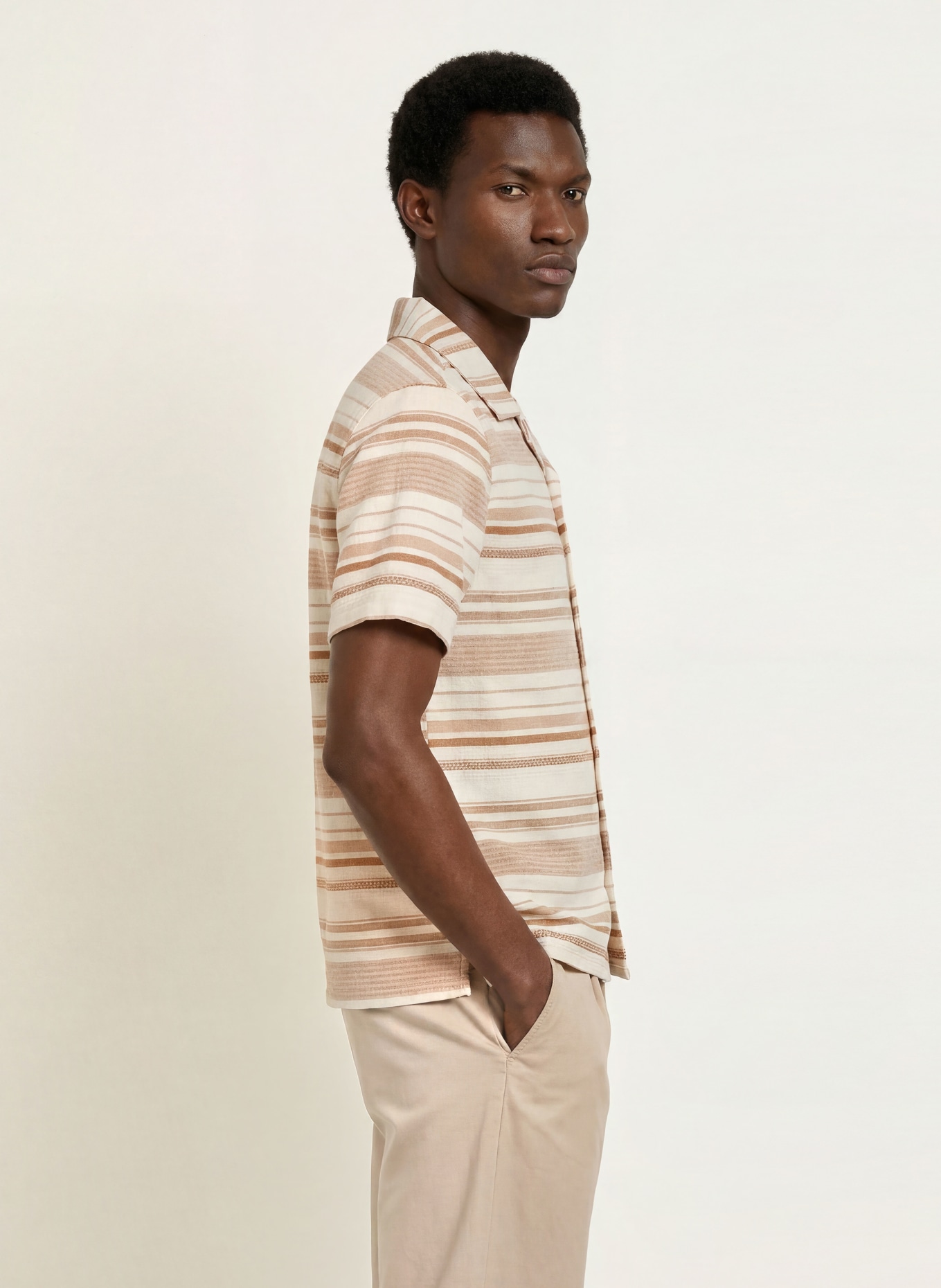 PAUL Resort shirt, Comfort Fit: CREAM / BROWN