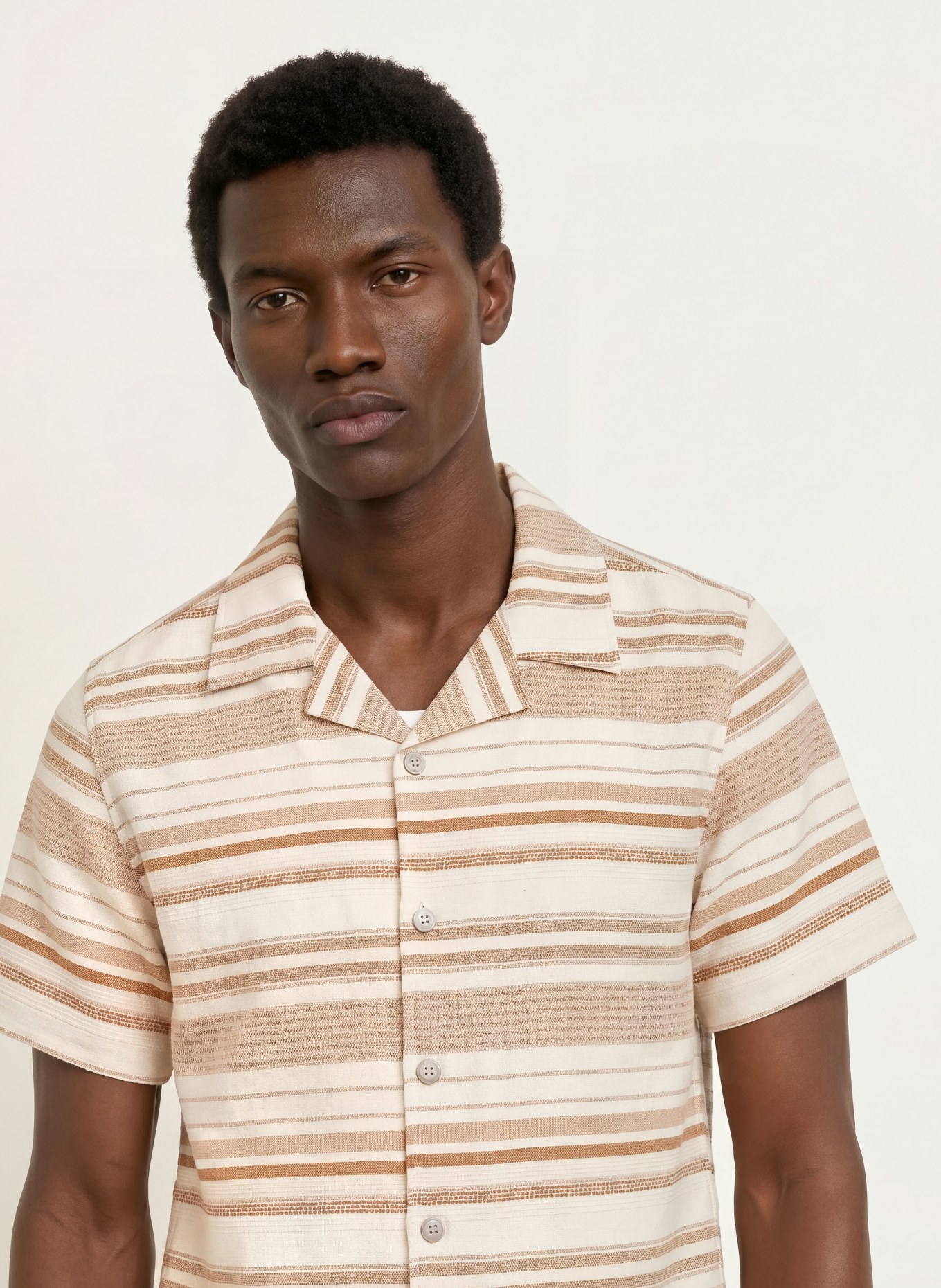PAUL Resort shirt, Comfort Fit: CREAM / BROWN