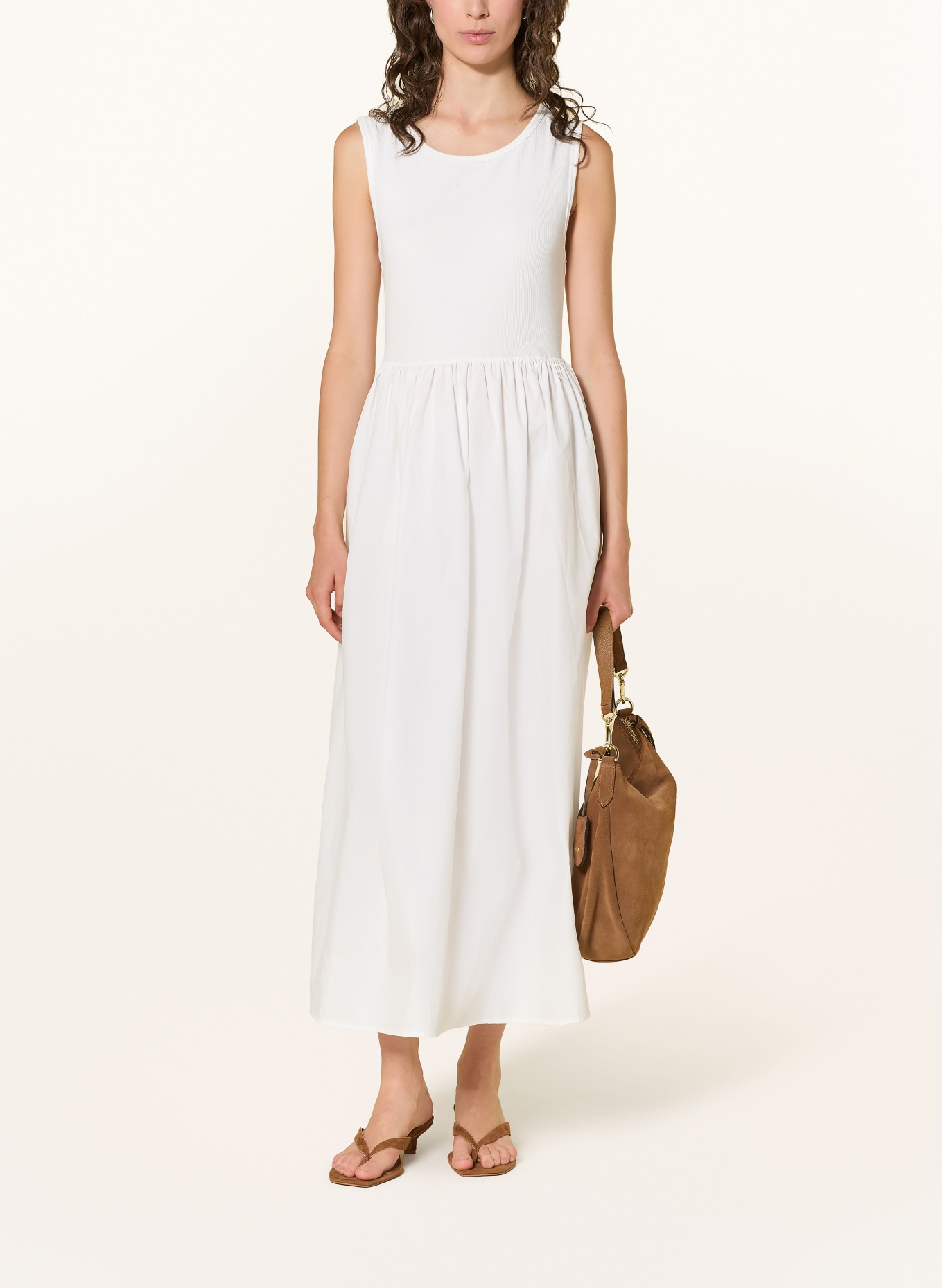 ICHI IHMONNA dress in a mix of materials: WHITE