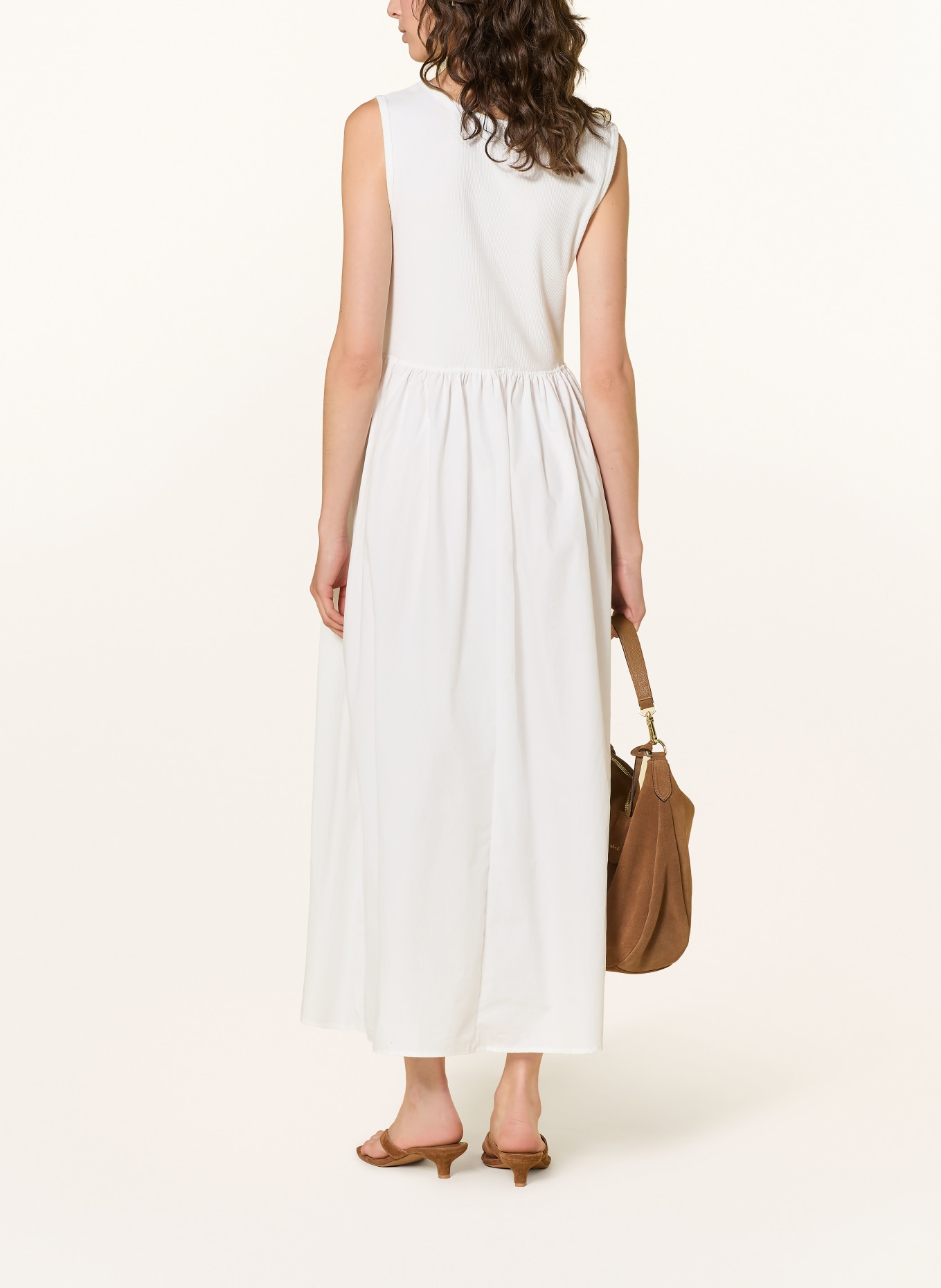 ICHI IHMONNA dress in a mix of materials: WHITE