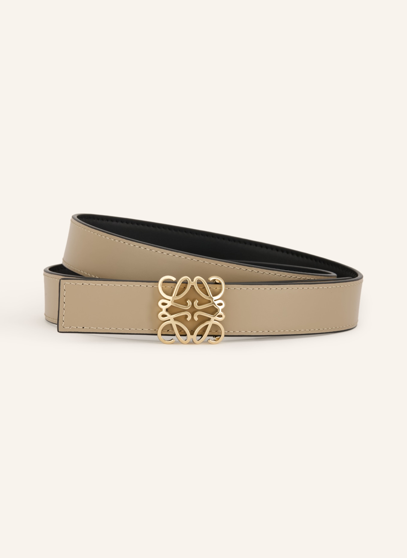 LOEWE Oboustranný kožený opasek: ČERNÁ / ZLATÁ / SVĚTLE HNĚDÁ