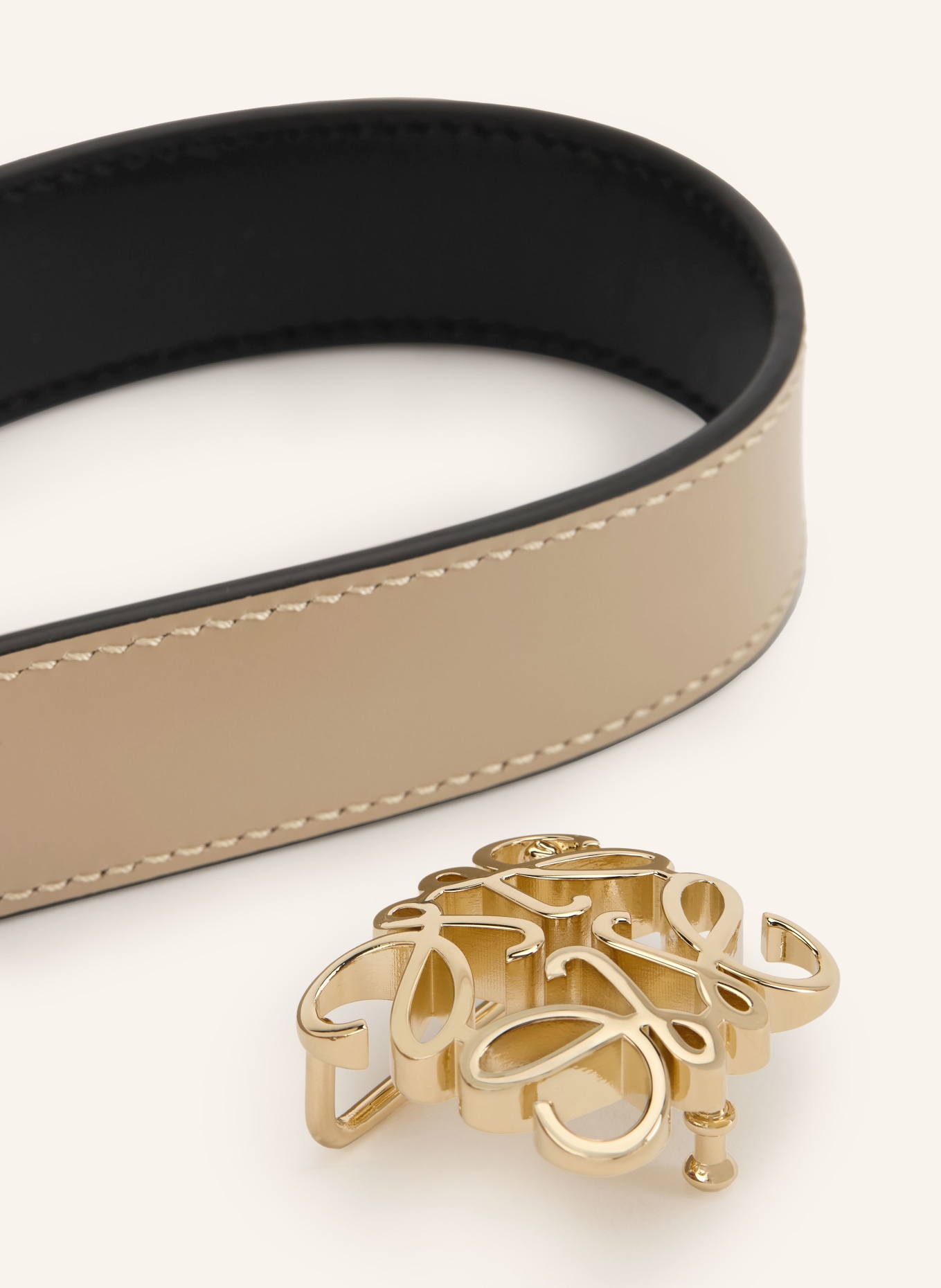 LOEWE Oboustranný kožený opasek: ČERNÁ / ZLATÁ / SVĚTLE HNĚDÁ