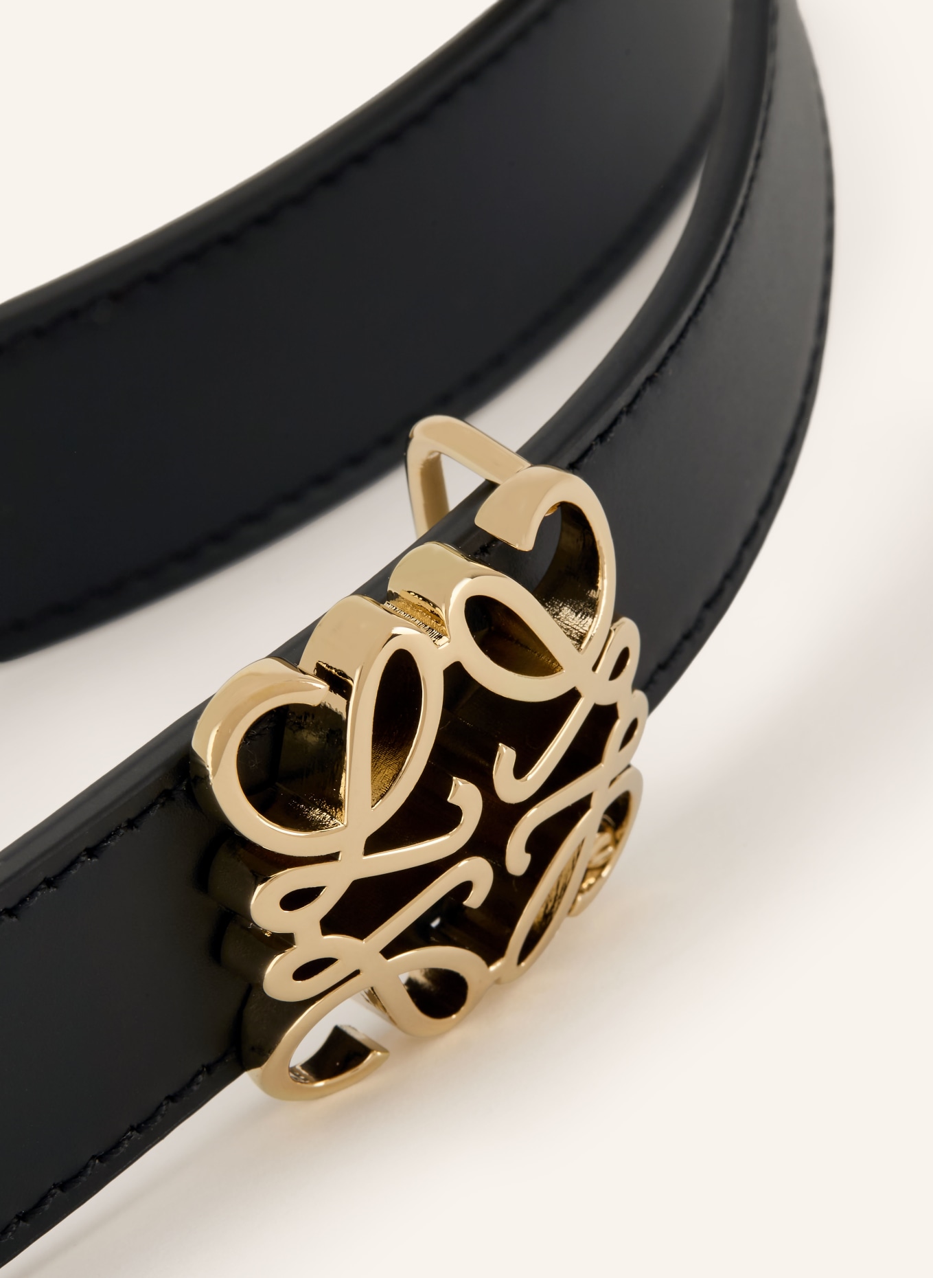 LOEWE Oboustranný kožený opasek: ČERNÁ / ZLATÁ / SVĚTLE HNĚDÁ