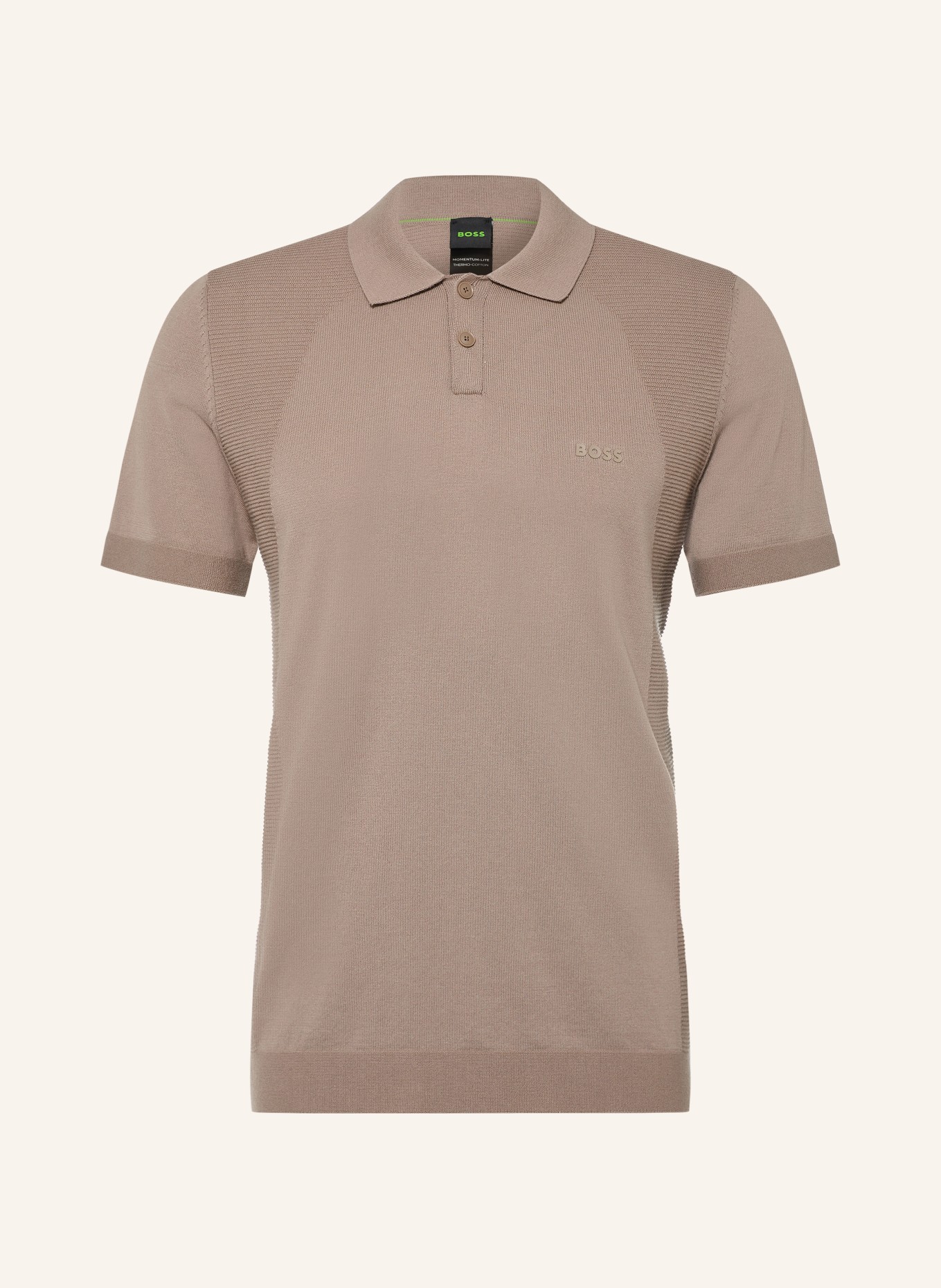 BOSS Stickad pikétröja MOMENTUM LITE Regular Fit: KHAKI