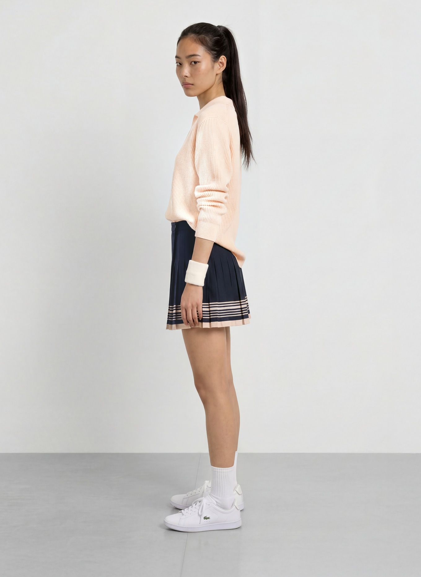 LACOSTE Gebreid poloshirt: ZALM
