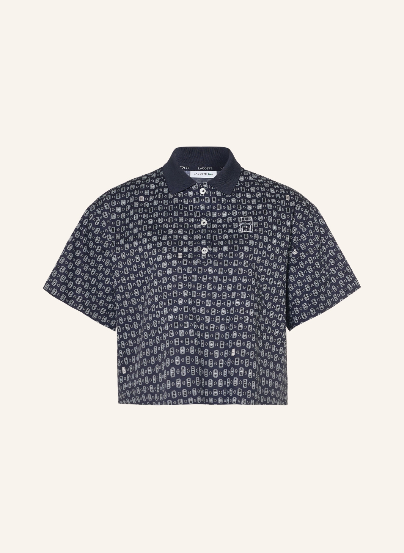 LACOSTE Blouseshirt: DONKERBLAUW / WIT