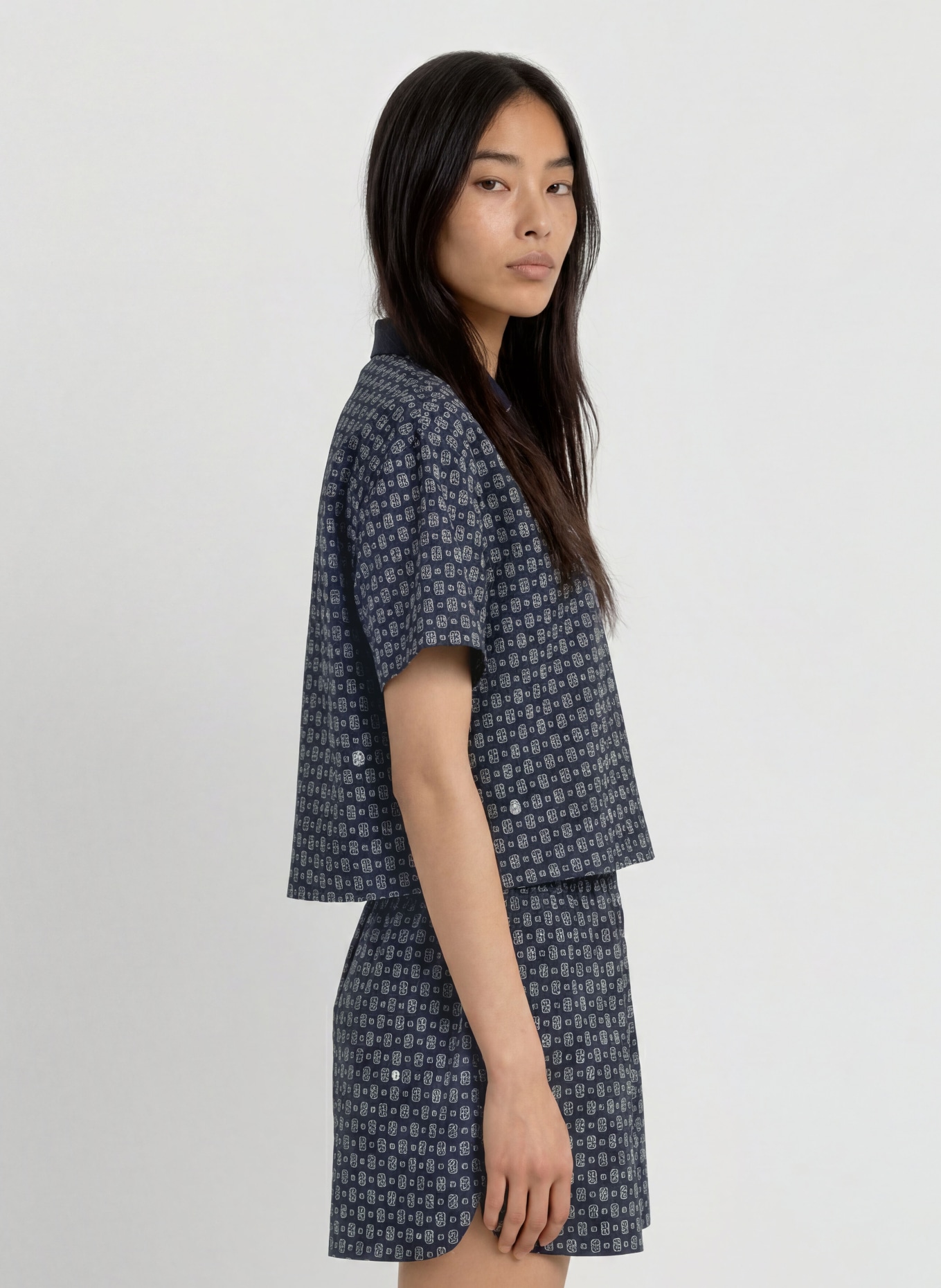 LACOSTE Blouseshirt: DONKERBLAUW / WIT