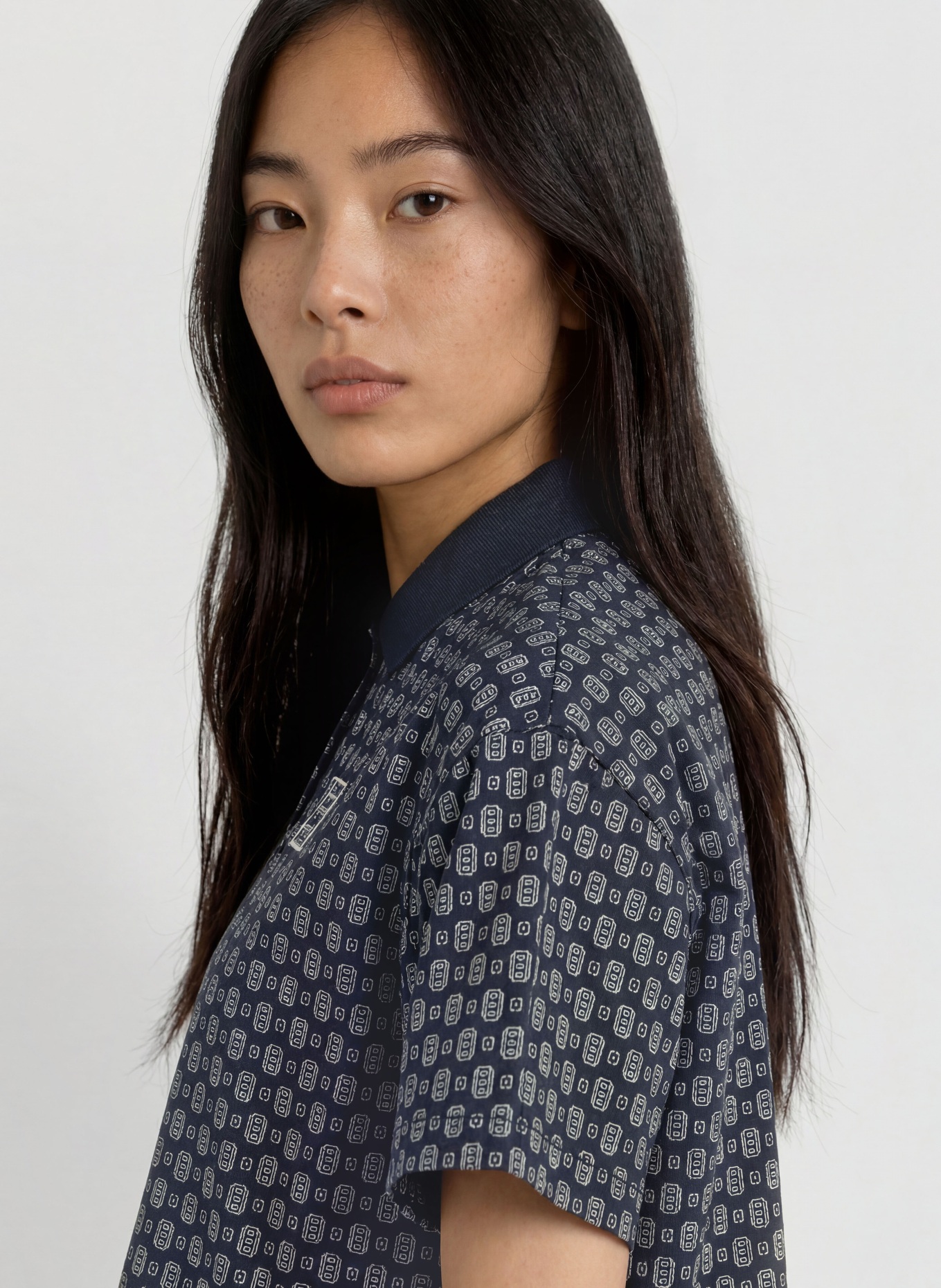 LACOSTE Blouseshirt: DONKERBLAUW / WIT