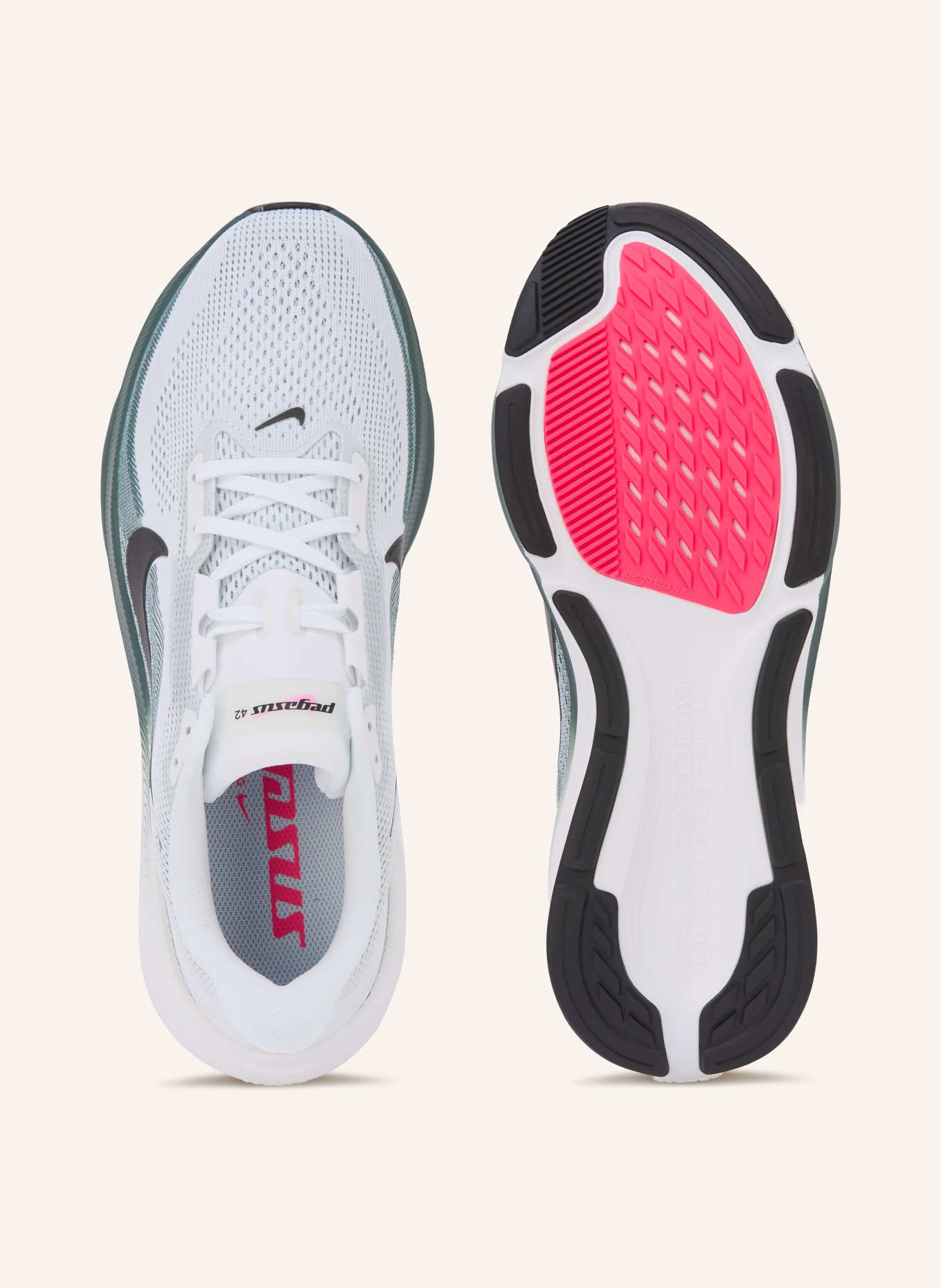 Nike Laufschuhe AIR ZOOM PEGASUS 42: WEISS / GRÜN / SCHWARZ