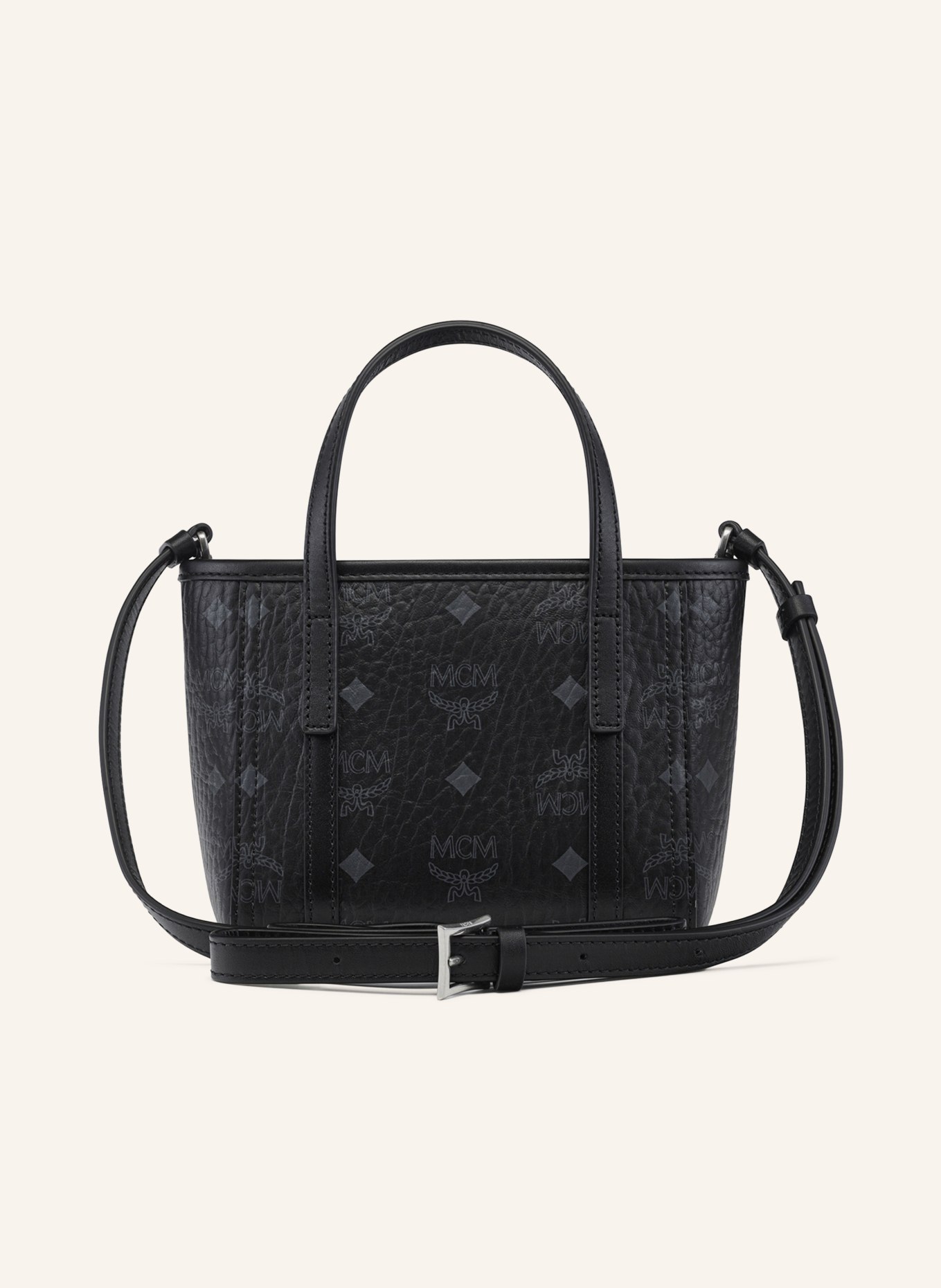 MCM TONI VI Shoulder Bag: BLACK / SILVER / DARK GRAY