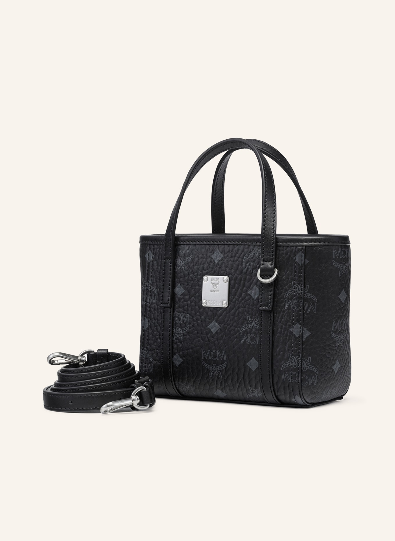 MCM TONI VI Shoulder Bag: BLACK / SILVER / DARK GRAY