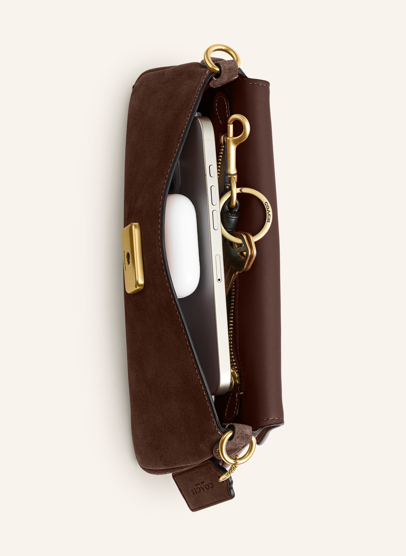 COACH JET Shoulder Bag: DARK BROWN / GOLD