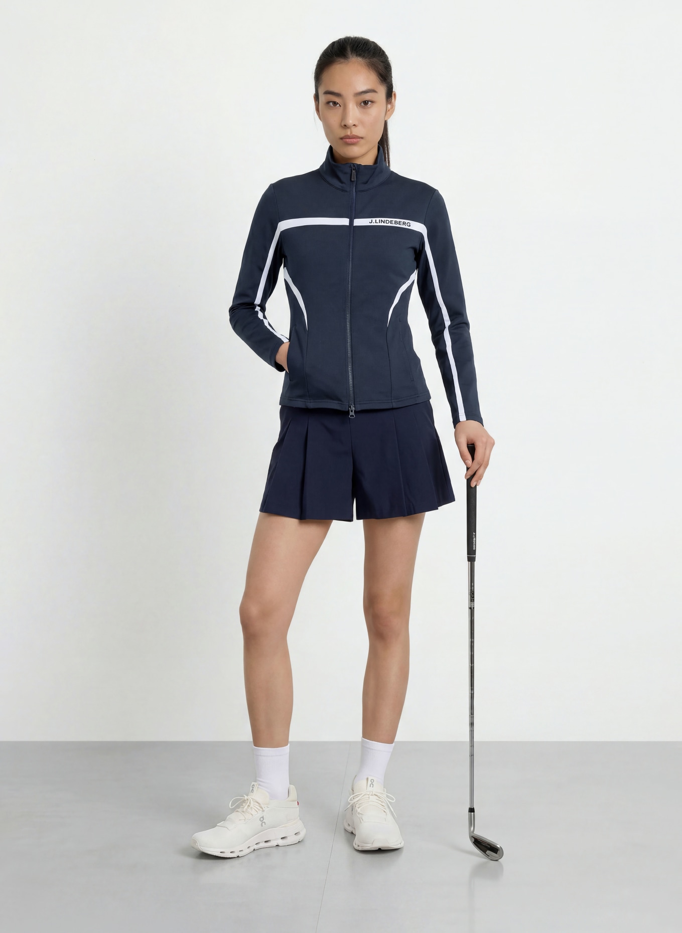 J.LINDEBERG Bunda Midlayer: TMAVĚ MODRÁ / BÍLÁ