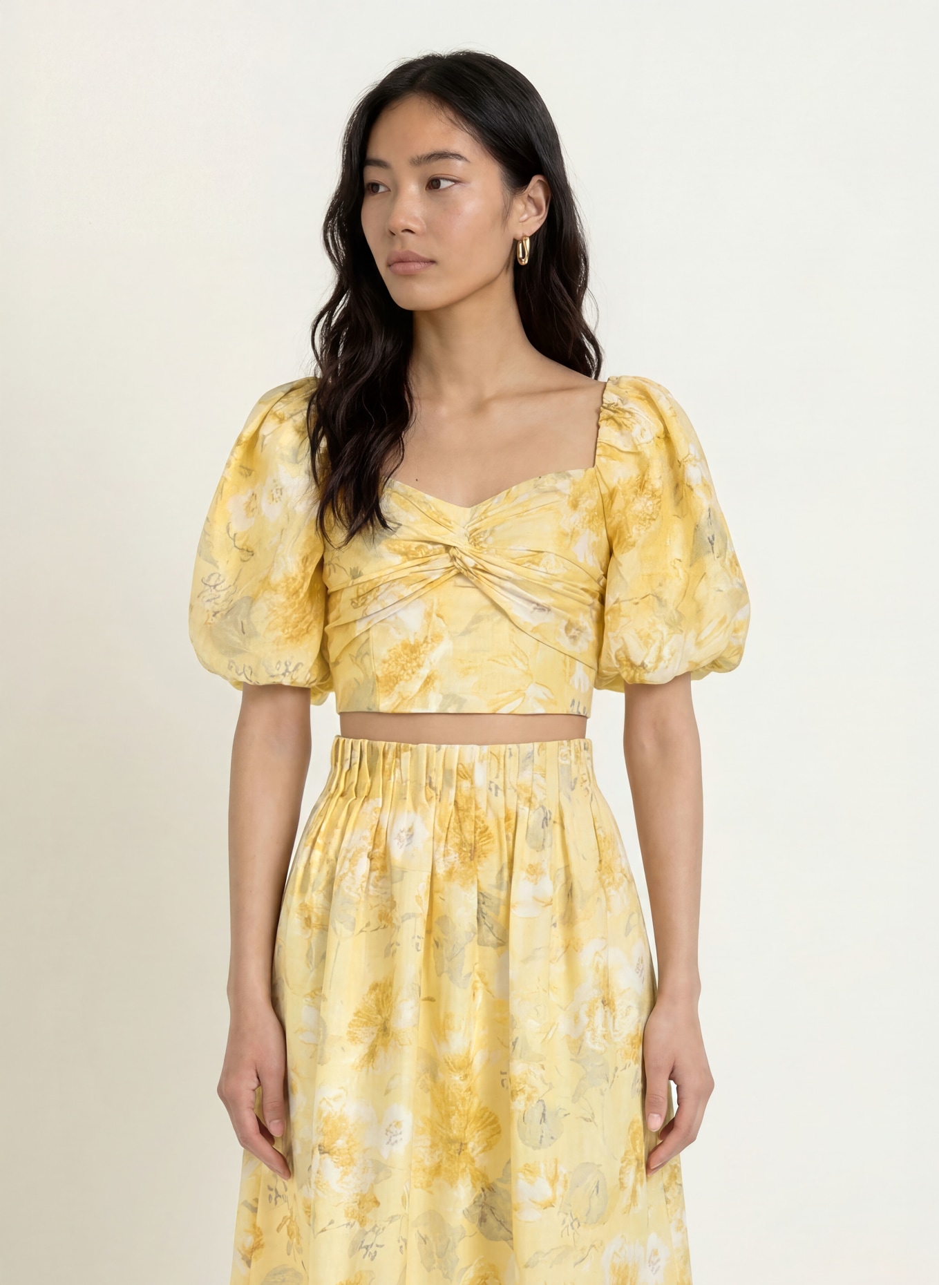 Y.A.S. Cropped blouseshirt: GEEL / LICHTGEEL / LICHTGROEN