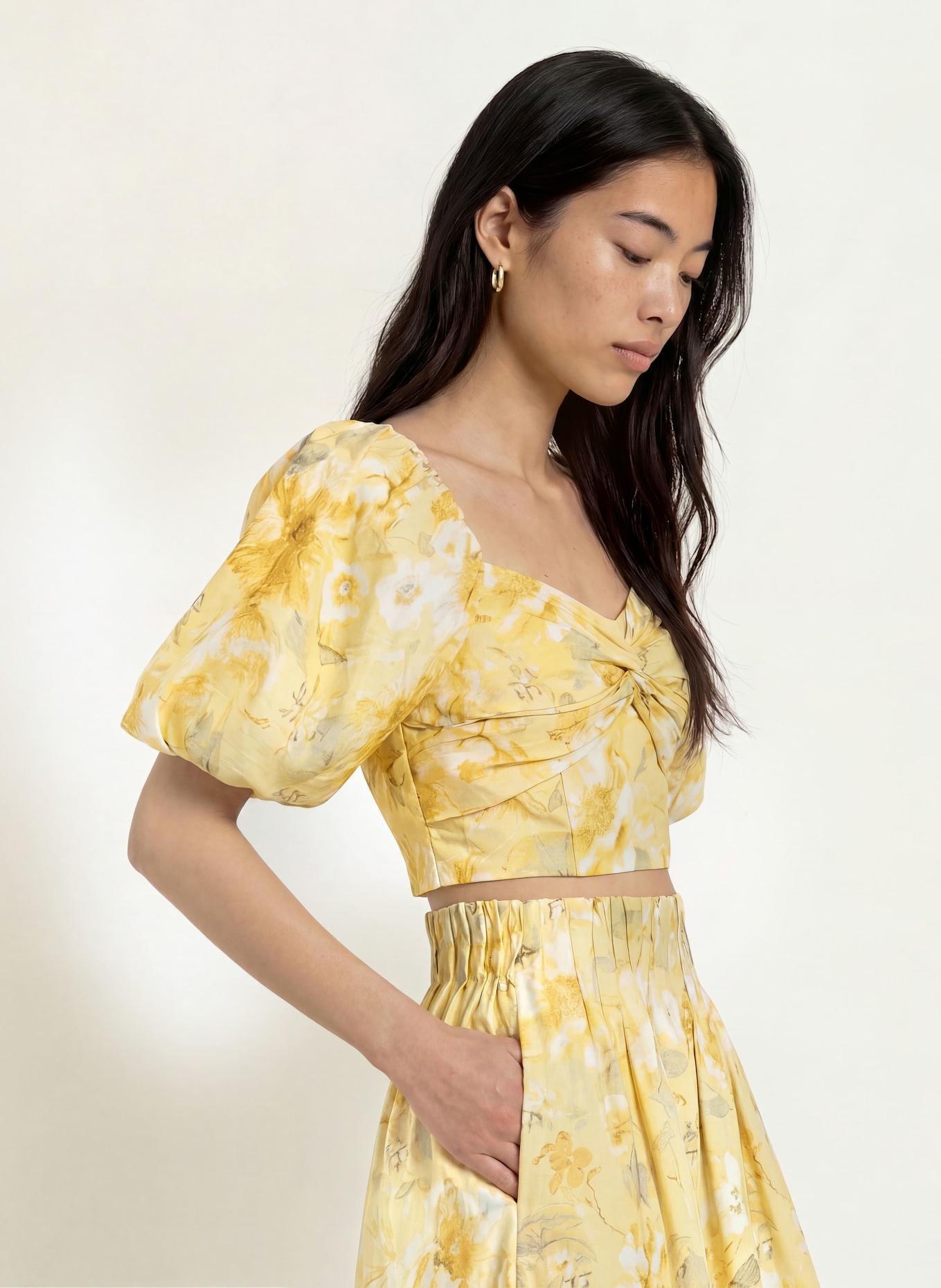 Y.A.S. Cropped blouseshirt: GEEL / LICHTGEEL / LICHTGROEN