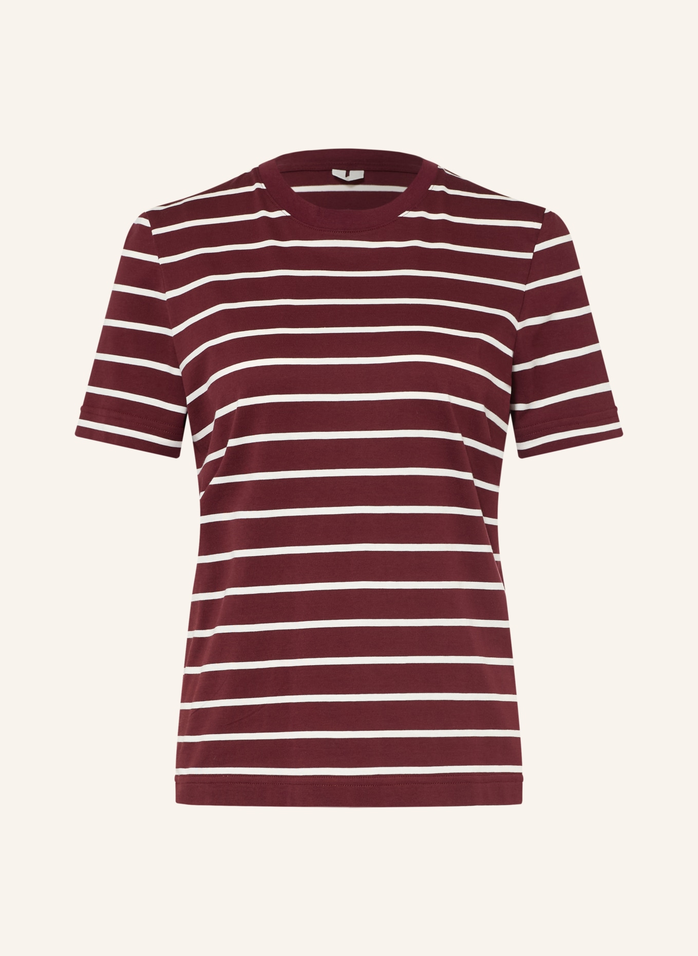 ARKET T-shirt: DARK RED / CREAM