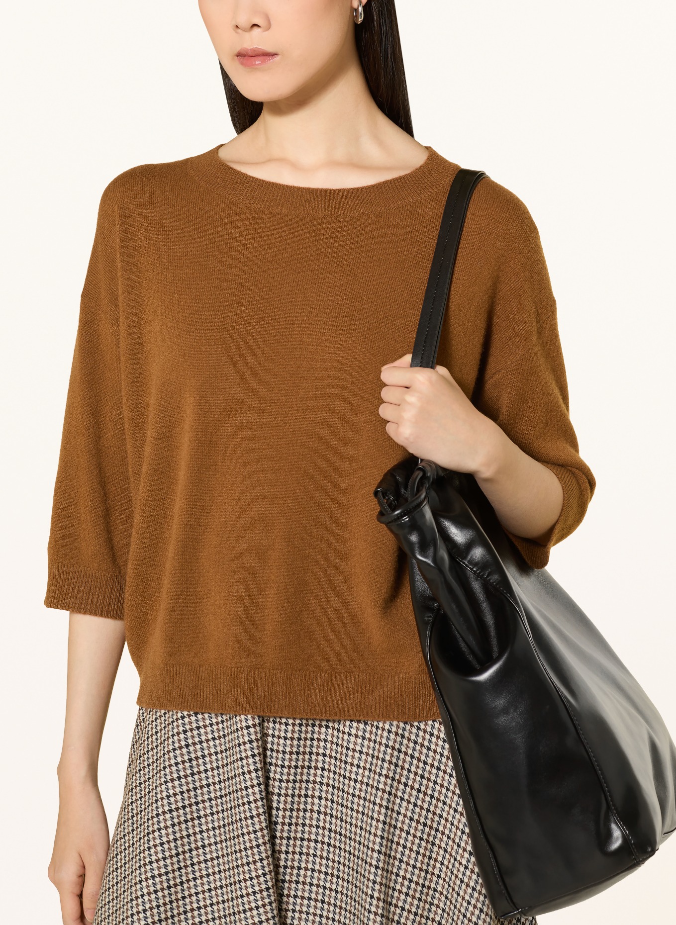 darling harbour Sweter z kaszmiru z rękawami 3/4: TOFFEE