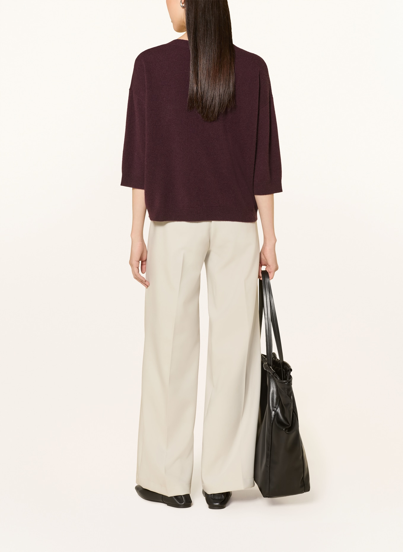 darling harbour Pull en cachemire à manches 3/4: PLUM