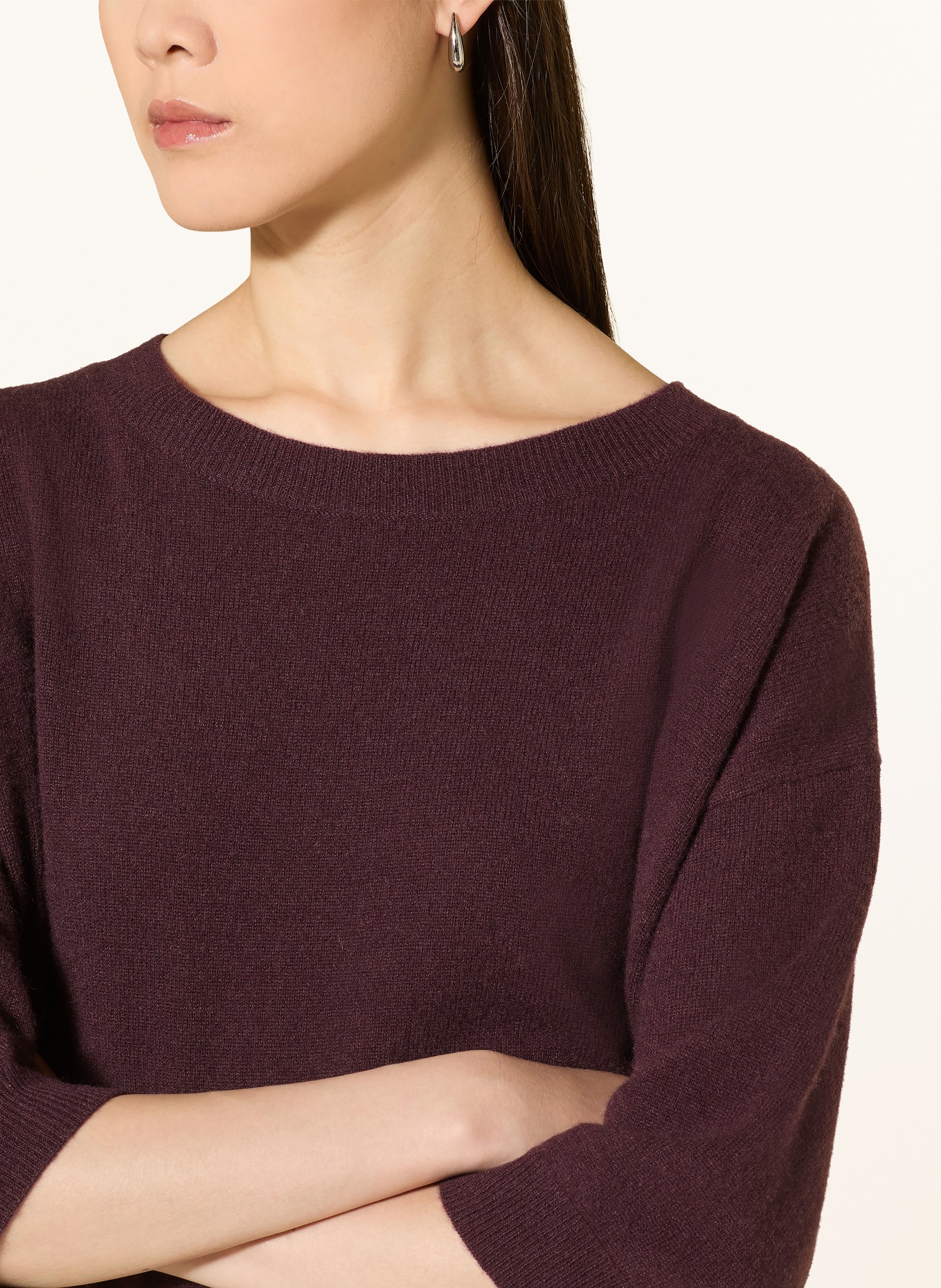 darling harbour Pull en cachemire à manches 3/4: PLUM