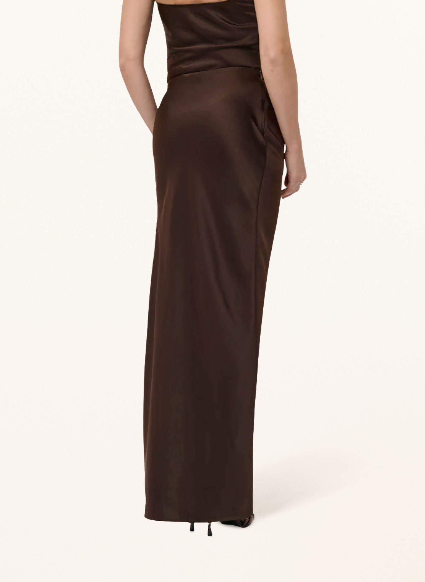 LeGer Studio Satijnen rok SOLVEIG: MARRON FONCÉ