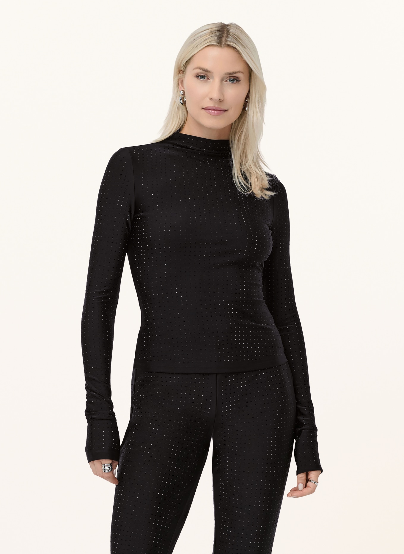 LeGer Studio Longsleeve DANIELA met sierstenen: ZWART