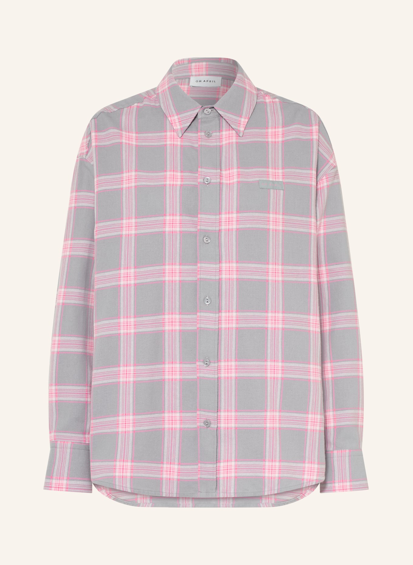 OH APRIL VIVIAN flannel shirt: GRAY / LIGHT GRAY / PINK