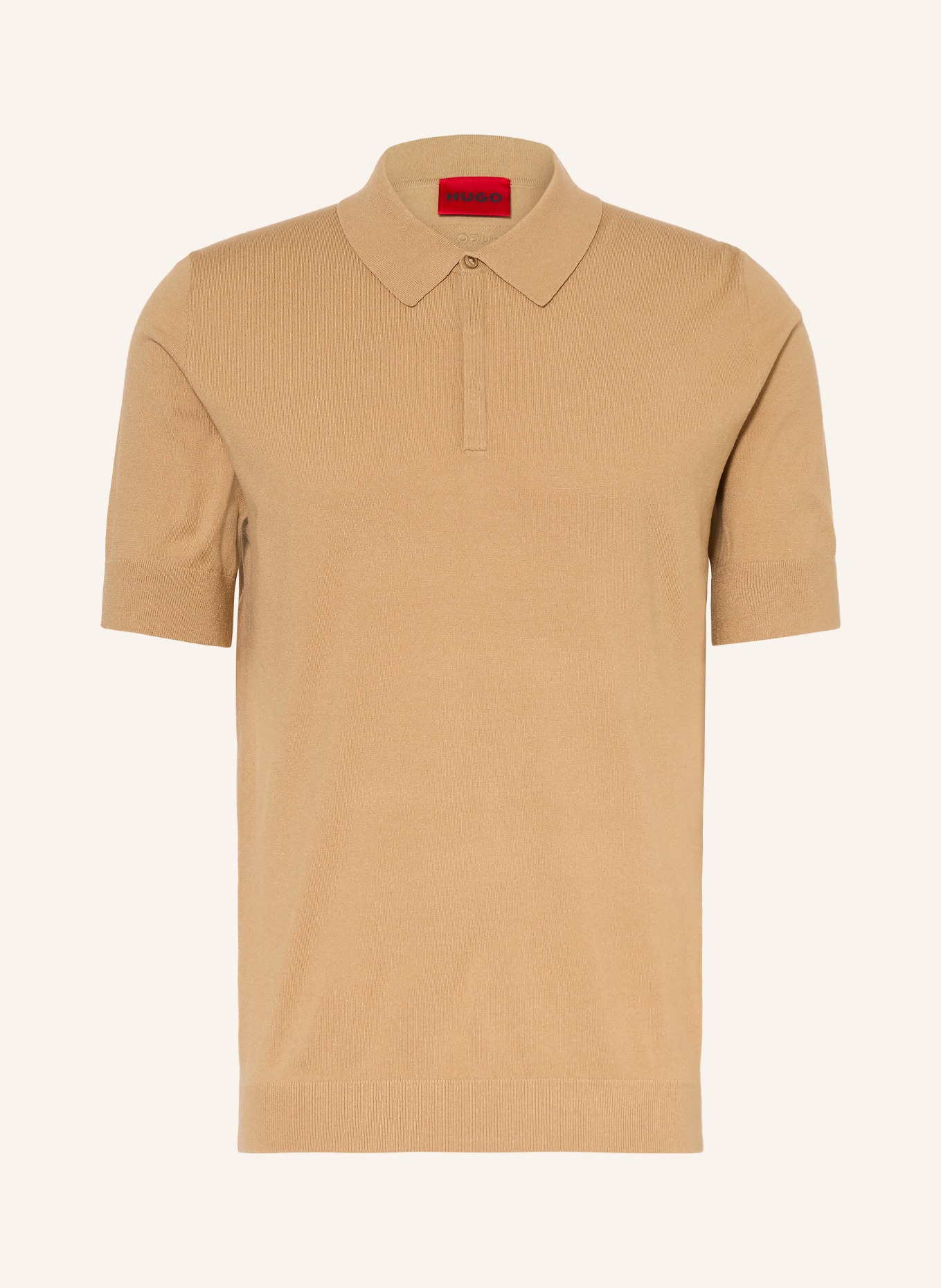 HUGO Gebreid poloshirt SAN PETER: CAMEL