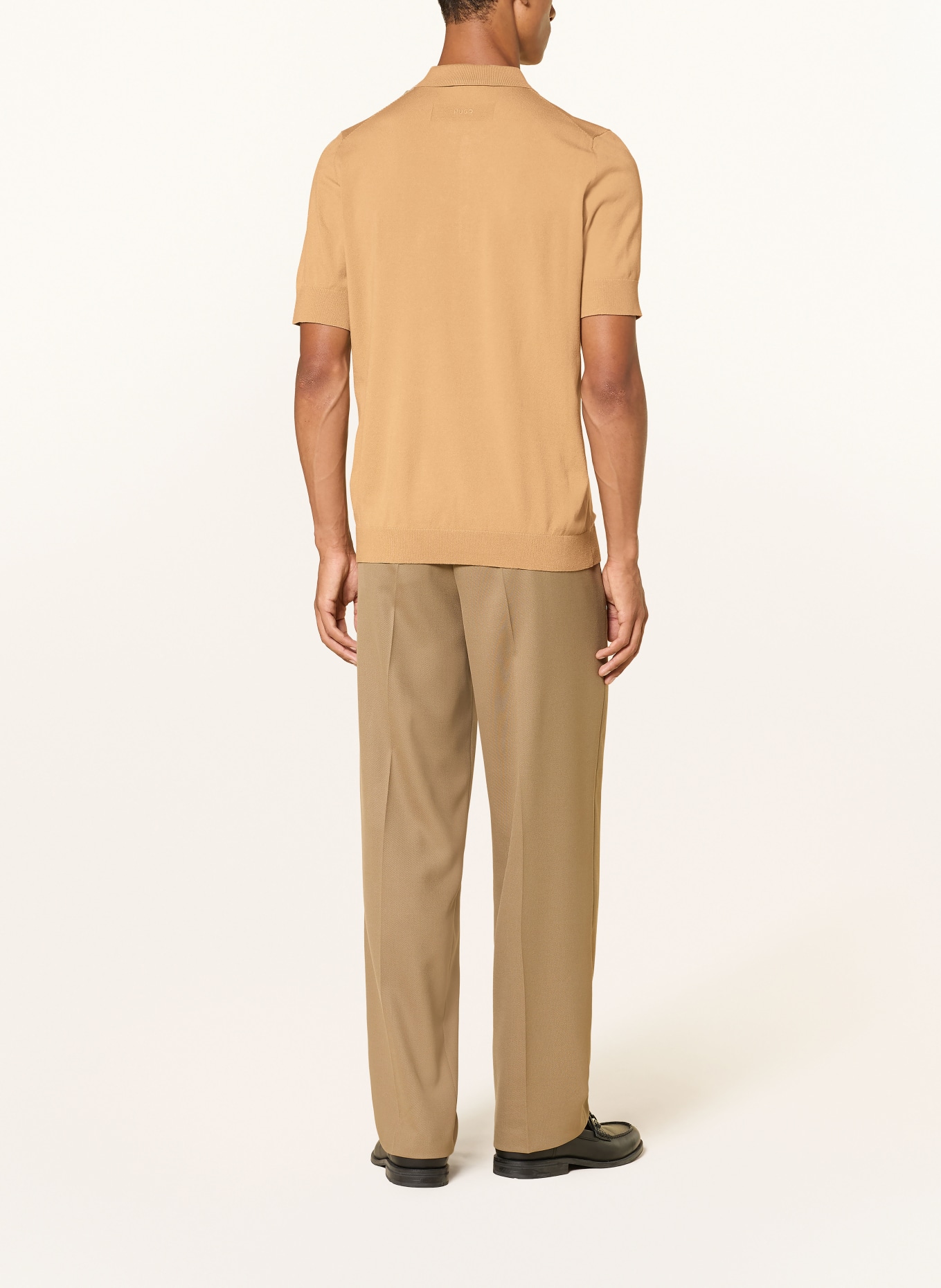 HUGO Gebreid poloshirt SAN PETER: CAMEL
